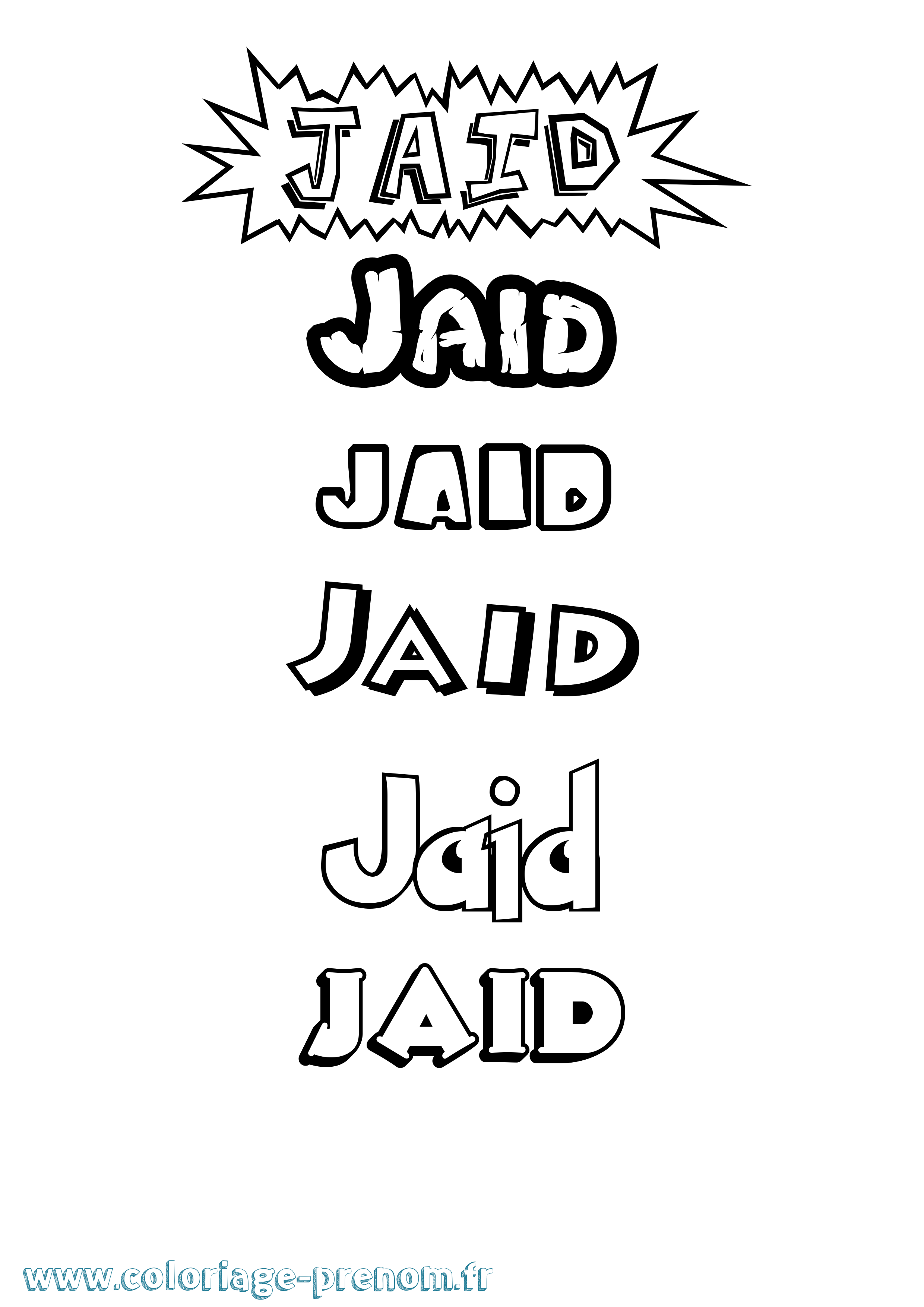 Coloriage Jaid Dessin Animé Coloriage prénom Jaid Dessin Animé