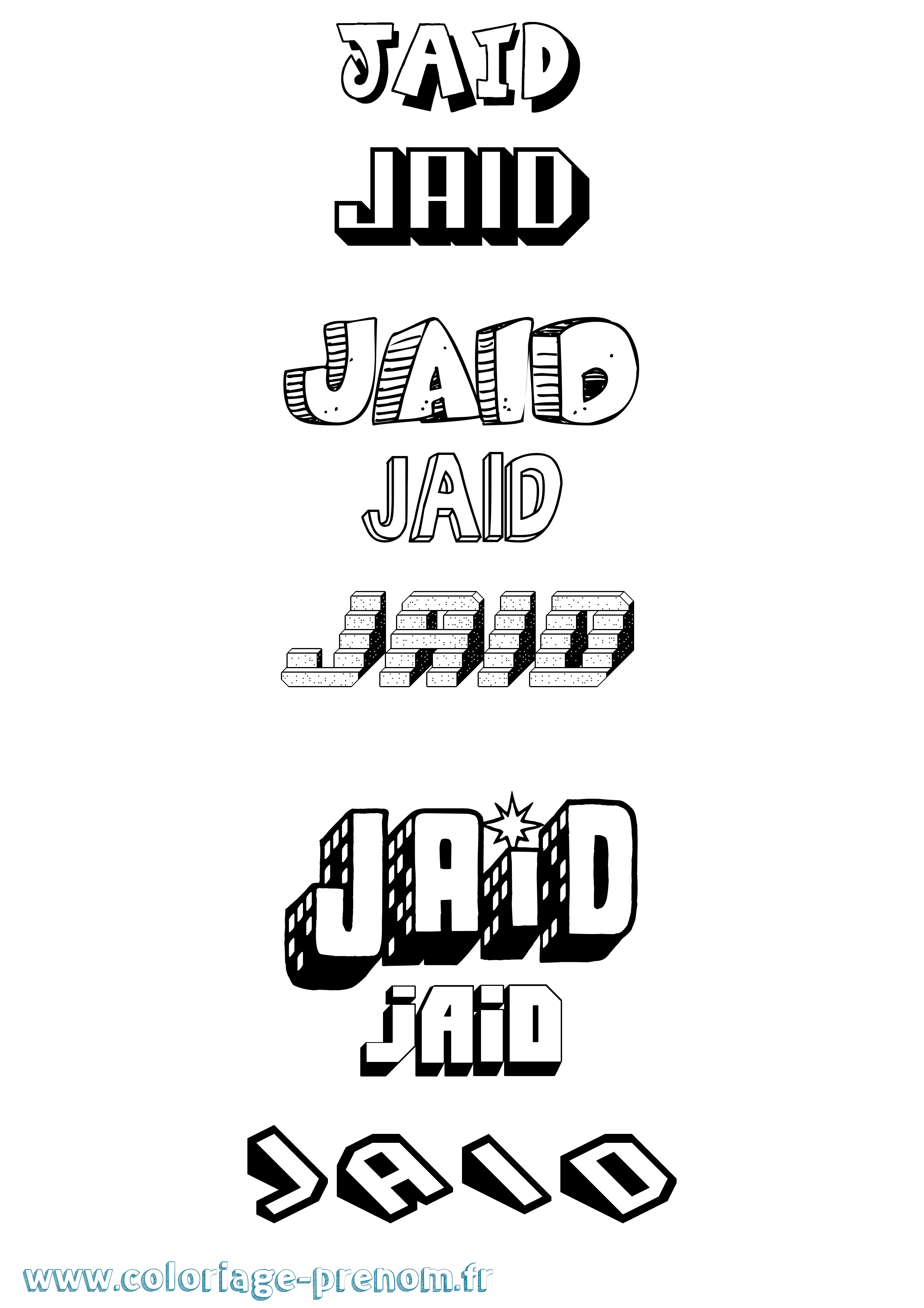 Coloriage Jaid Effet 3D Coloriage prénom Jaid Effet 3D