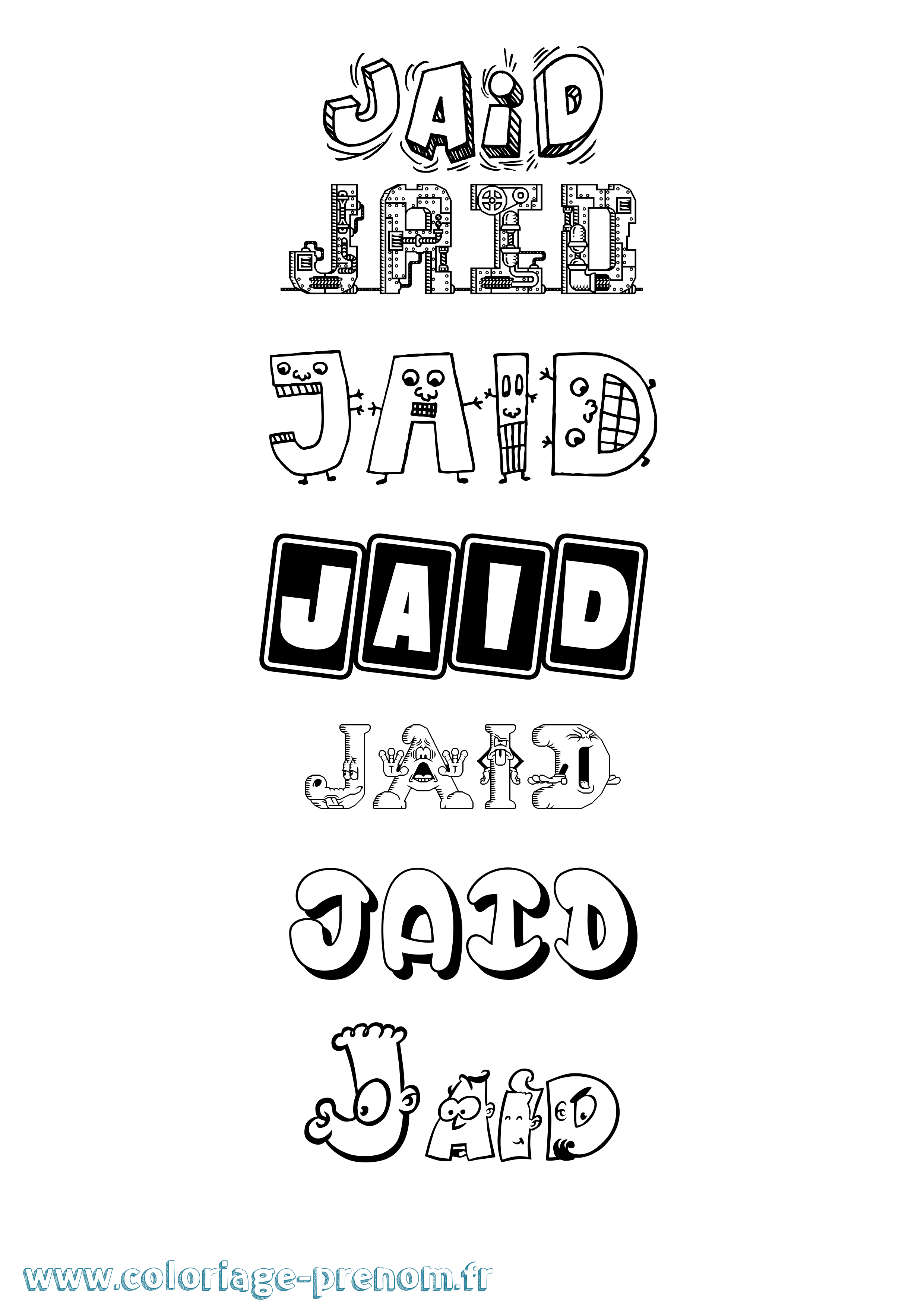 Coloriage Jaid Fun Coloriage prénom Jaid Fun