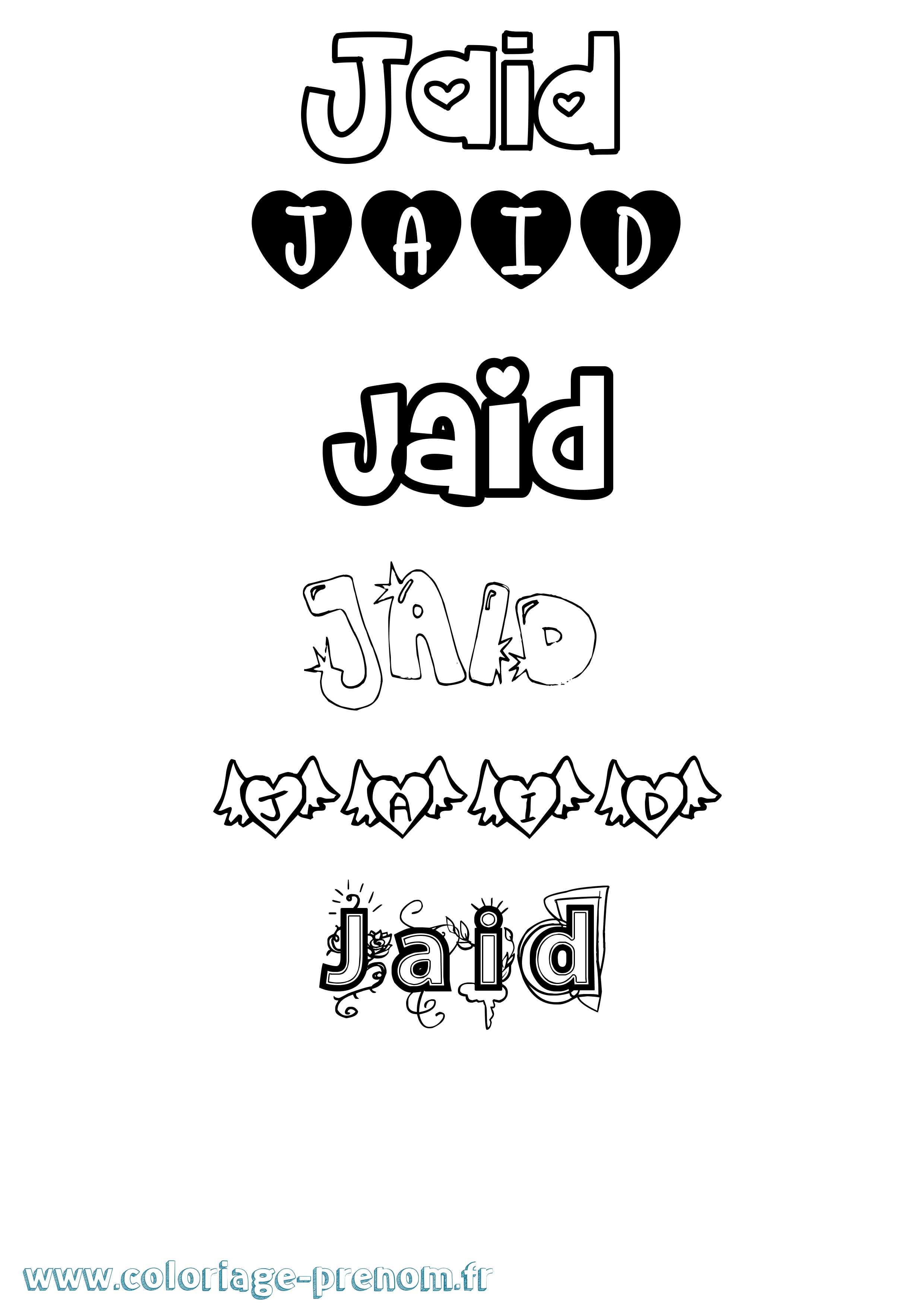 Coloriage Jaid Girly Coloriage prénom Jaid Girly