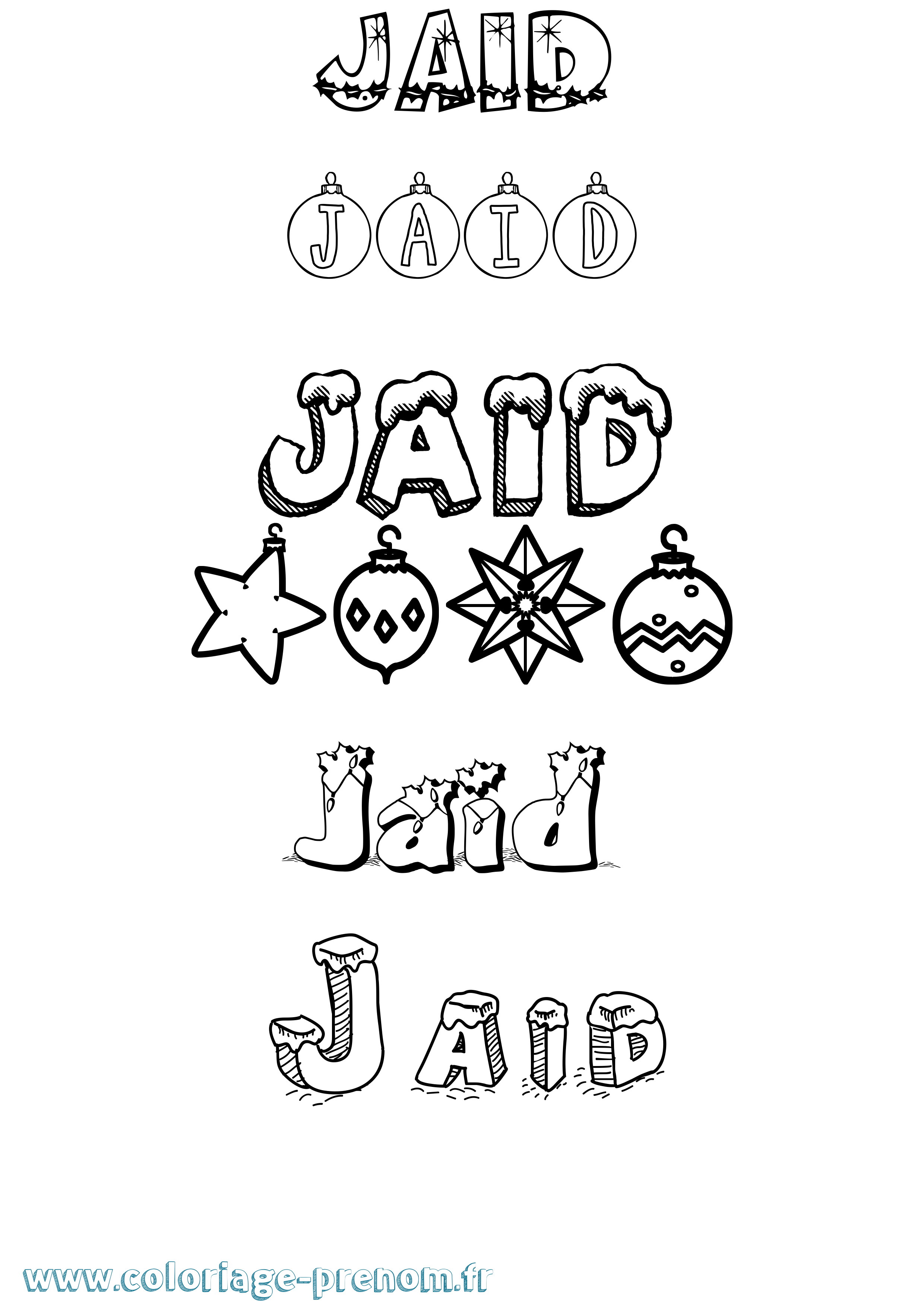 Coloriage Jaid Noël Coloriage prénom Jaid Noël