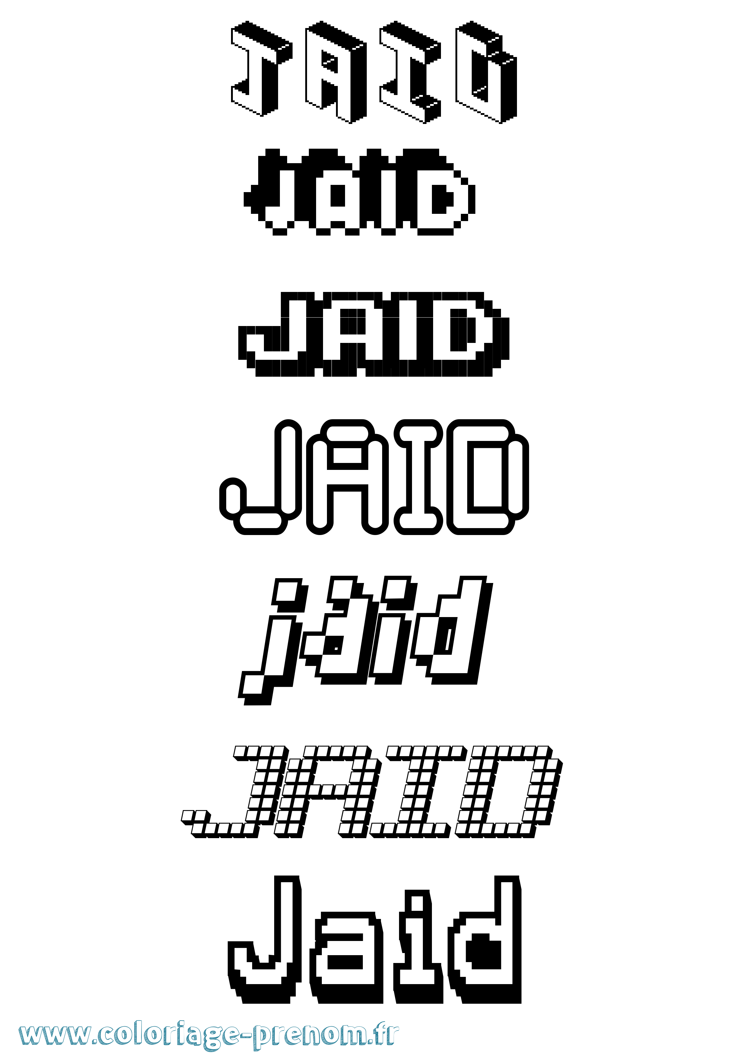 Coloriage Jaid Pixel Coloriage prénom Jaid Pixel