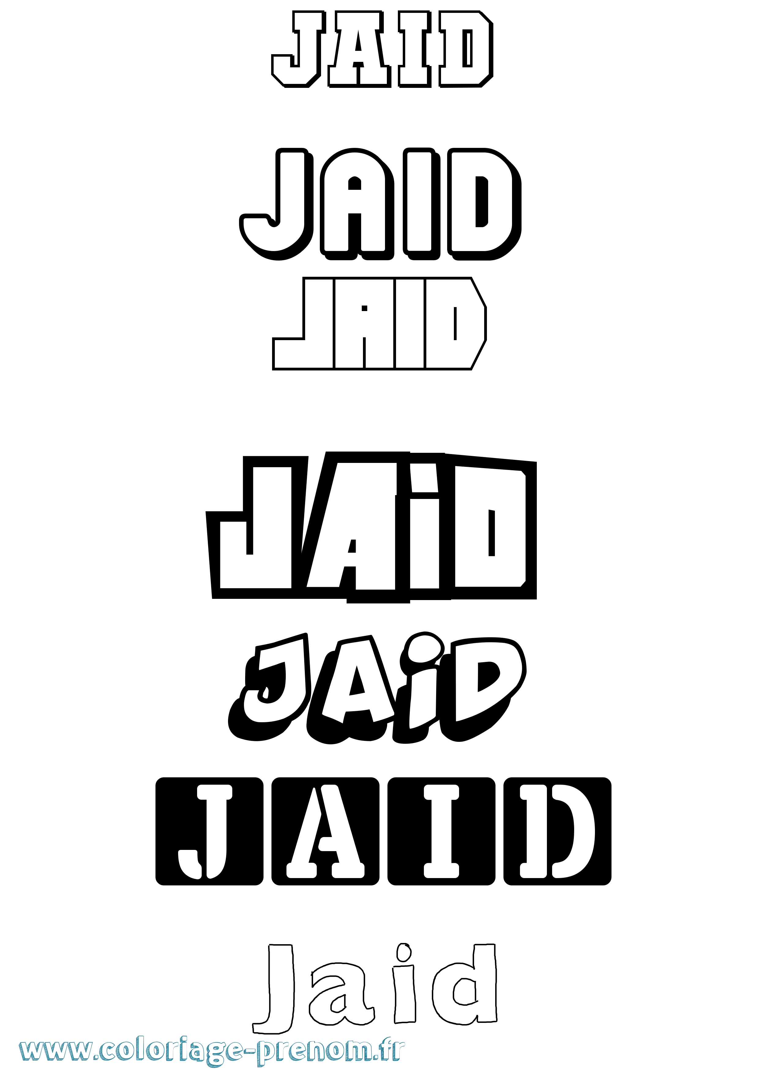 Coloriage Jaid Simple Coloriage prénom Jaid Simple