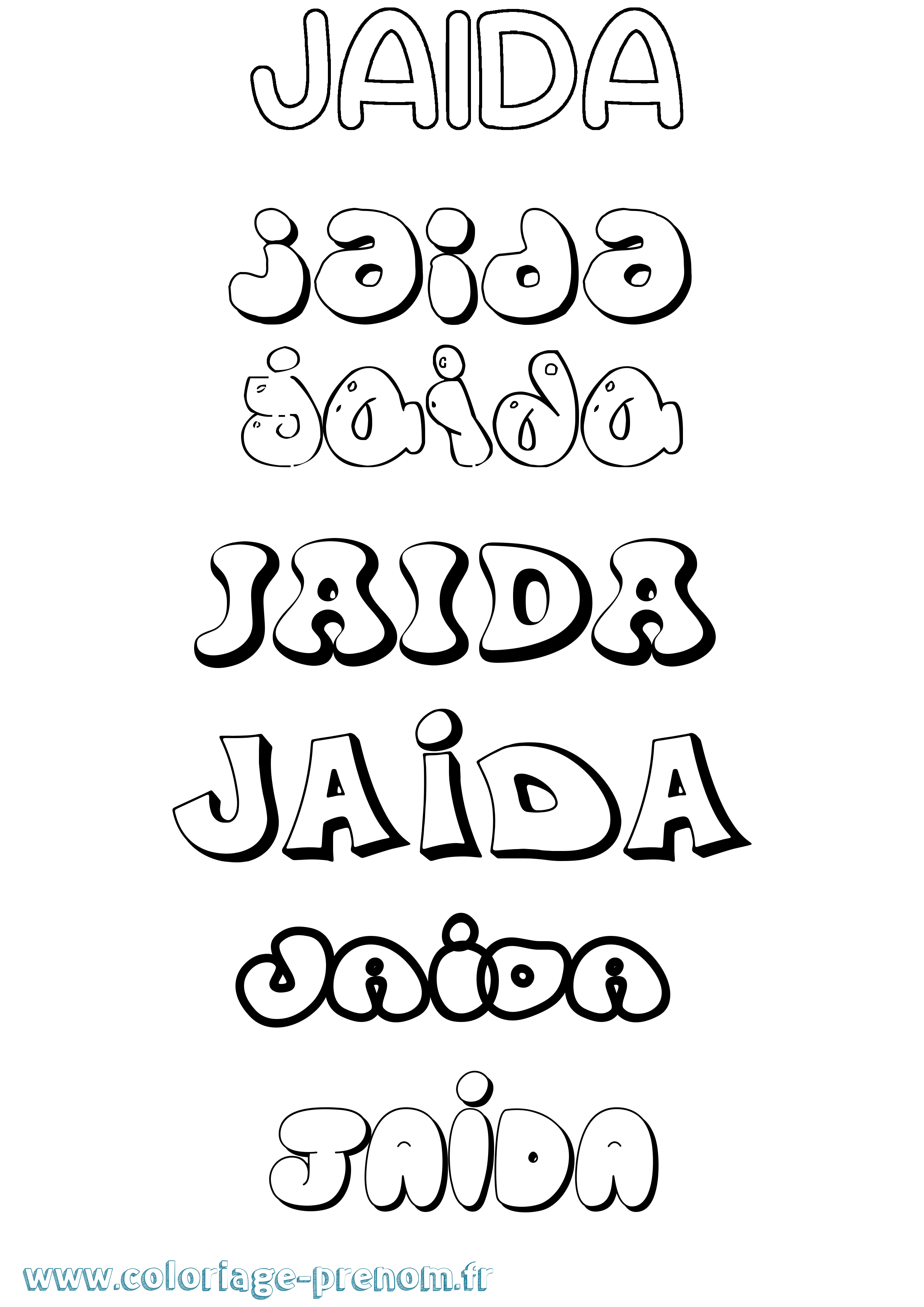 Coloriage prénom Jaida Bubble