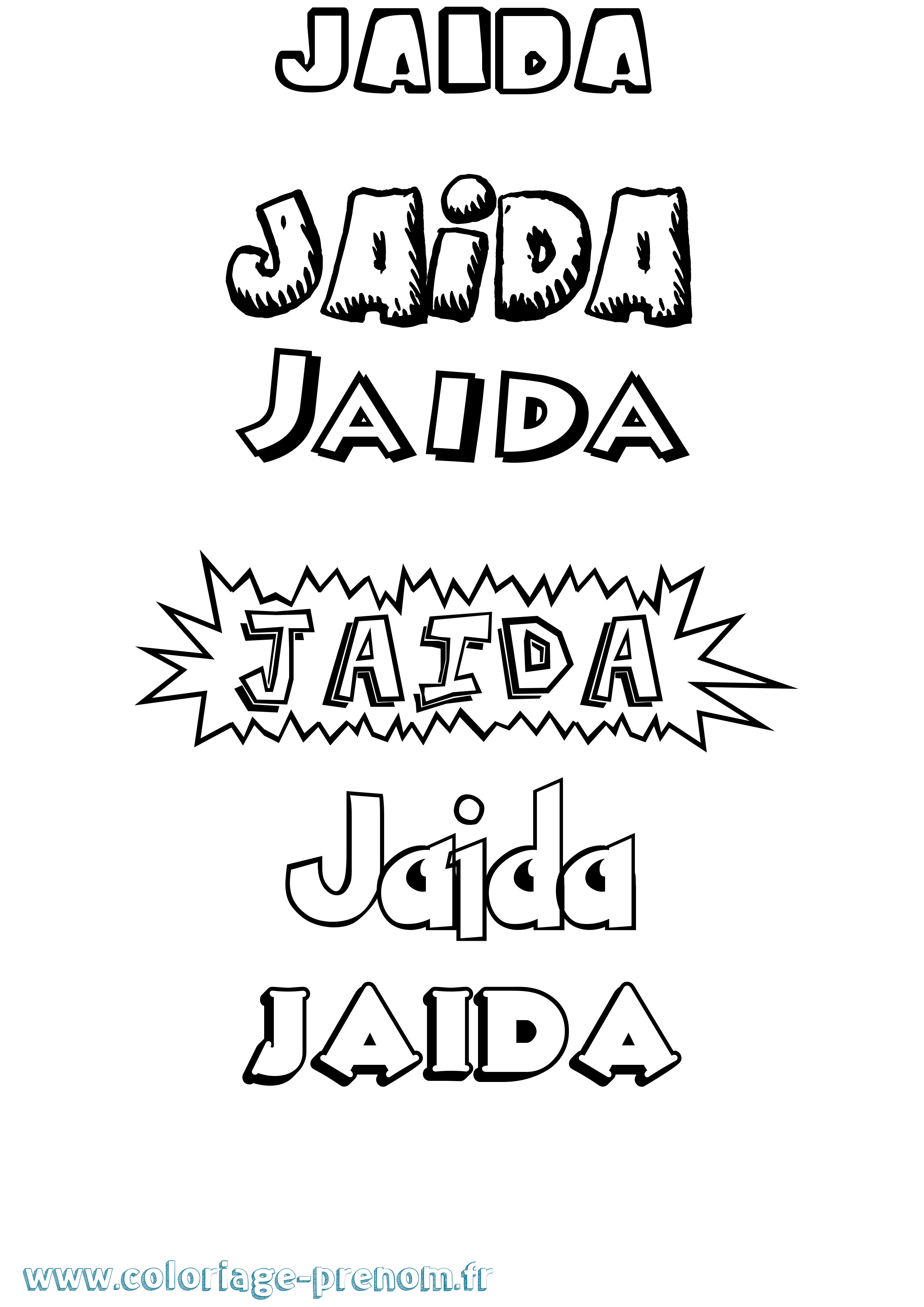 Coloriage prénom Jaida Dessin Animé