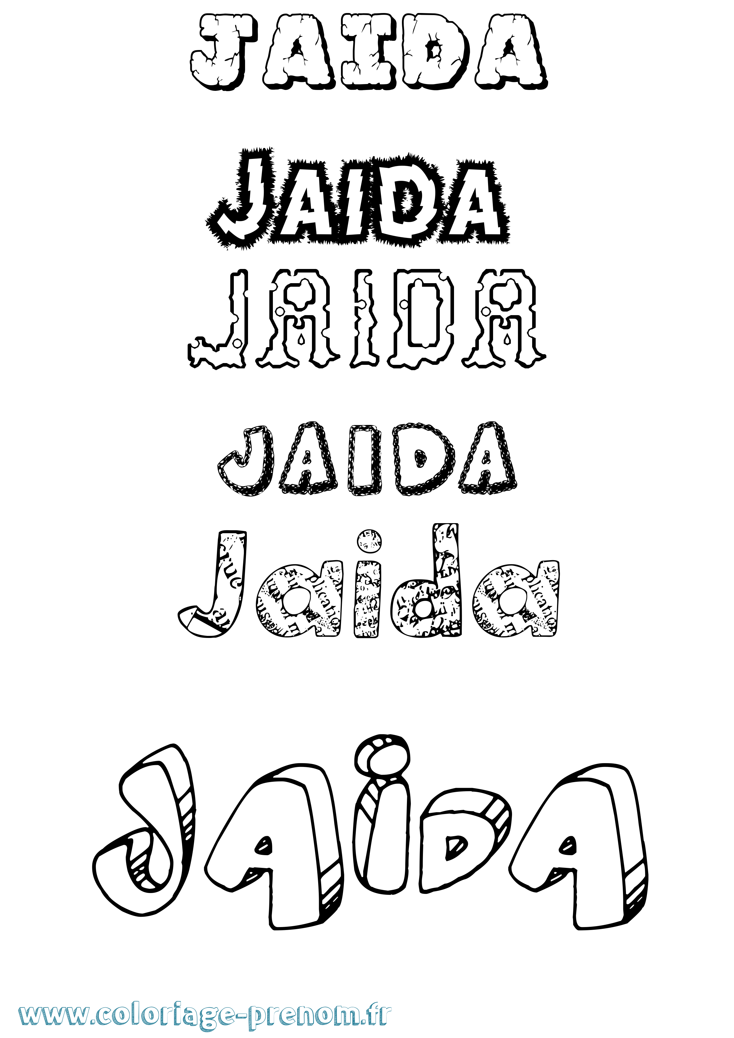 Coloriage prénom Jaida Destructuré
