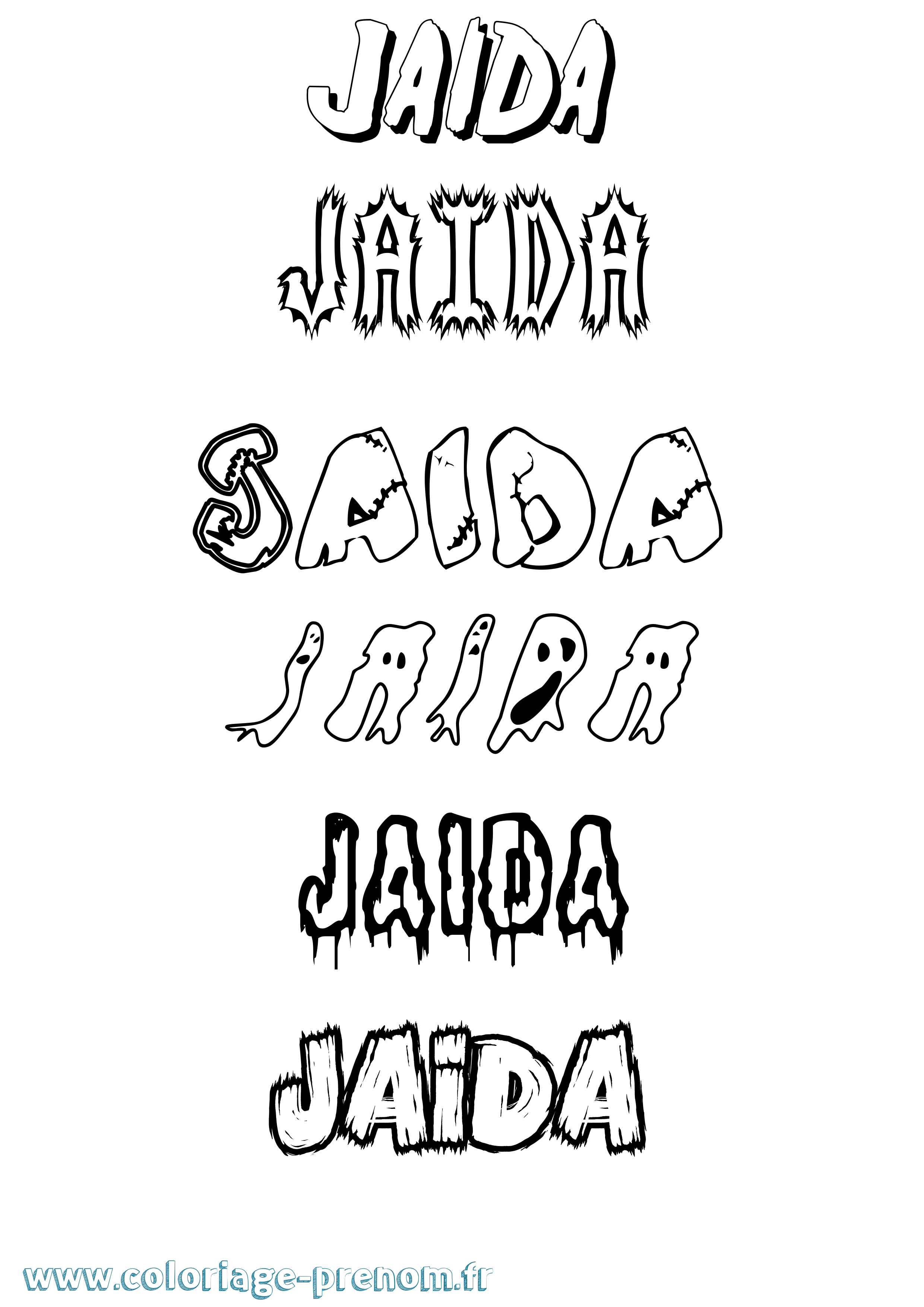 Coloriage prénom Jaida Frisson