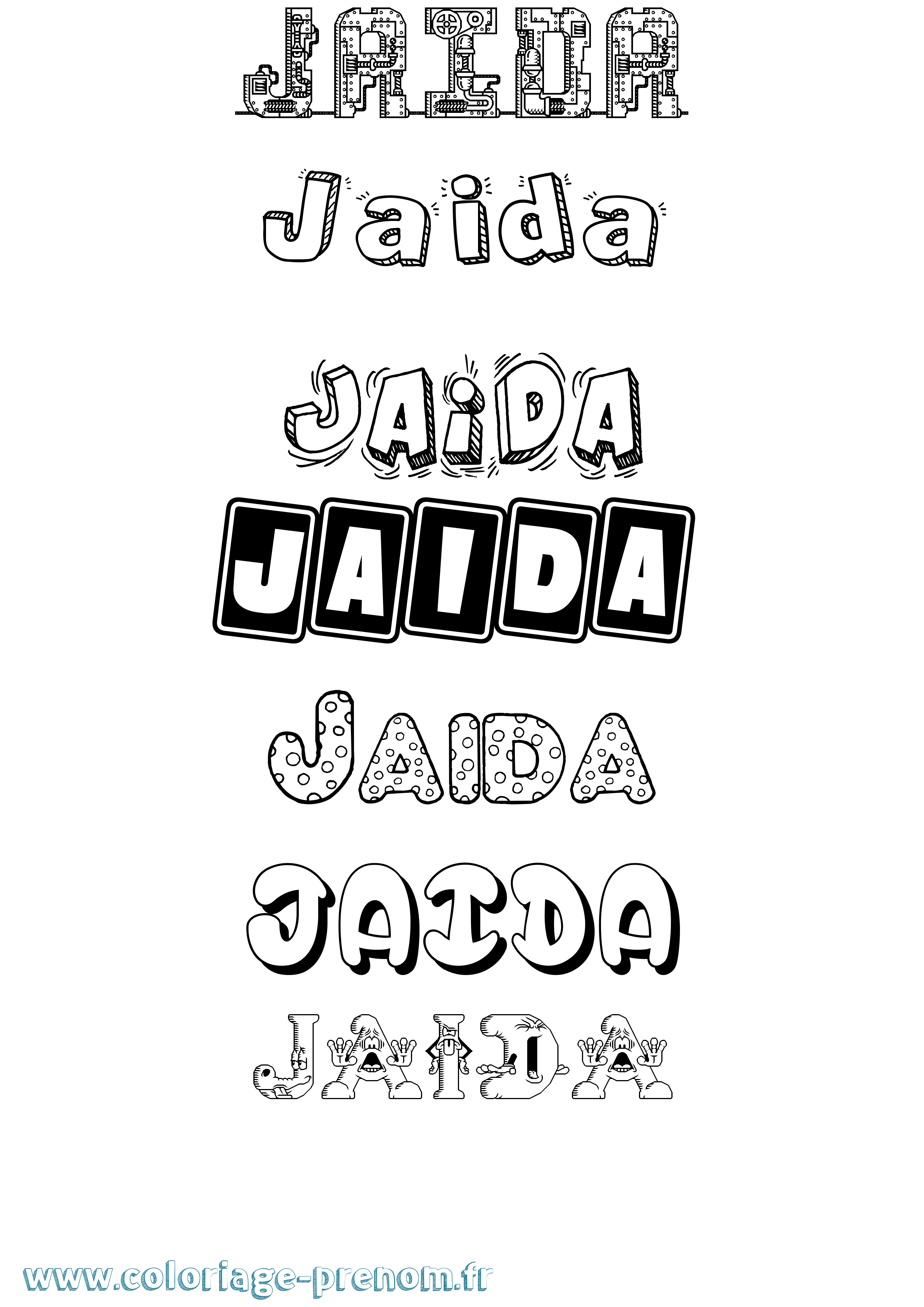 Coloriage prénom Jaida Fun