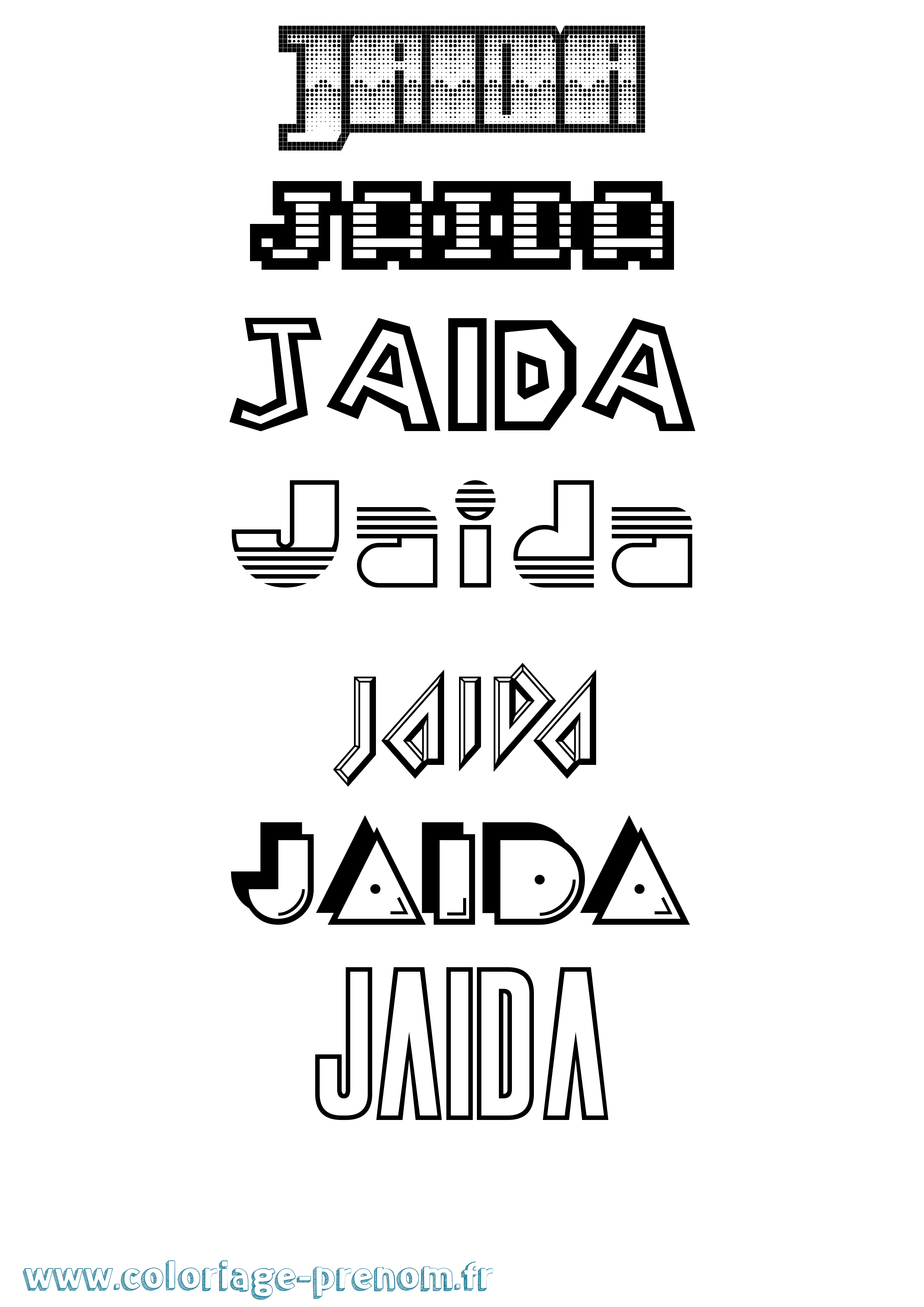 Coloriage prénom Jaida Jeux Vidéos