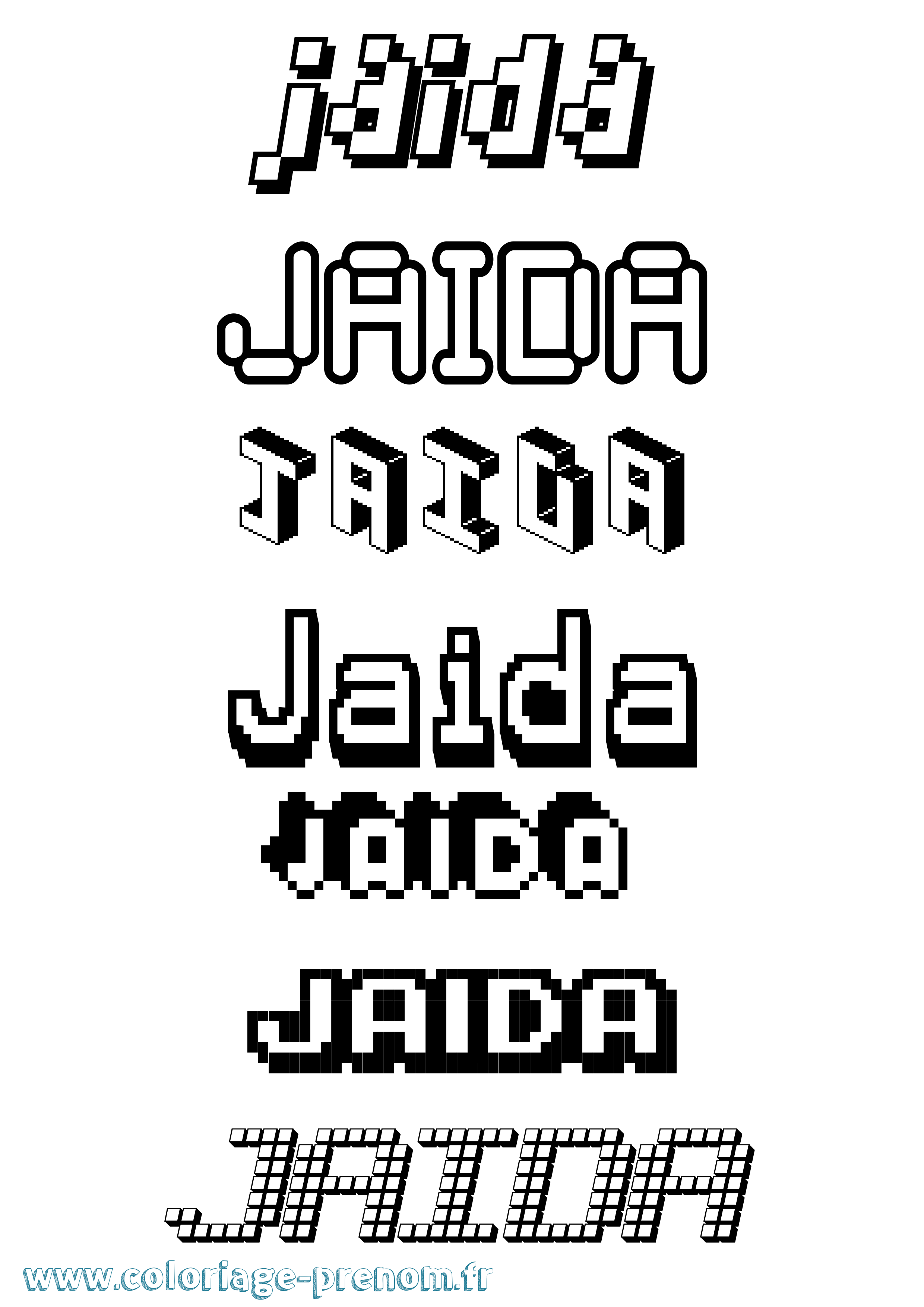 Coloriage prénom Jaida Pixel