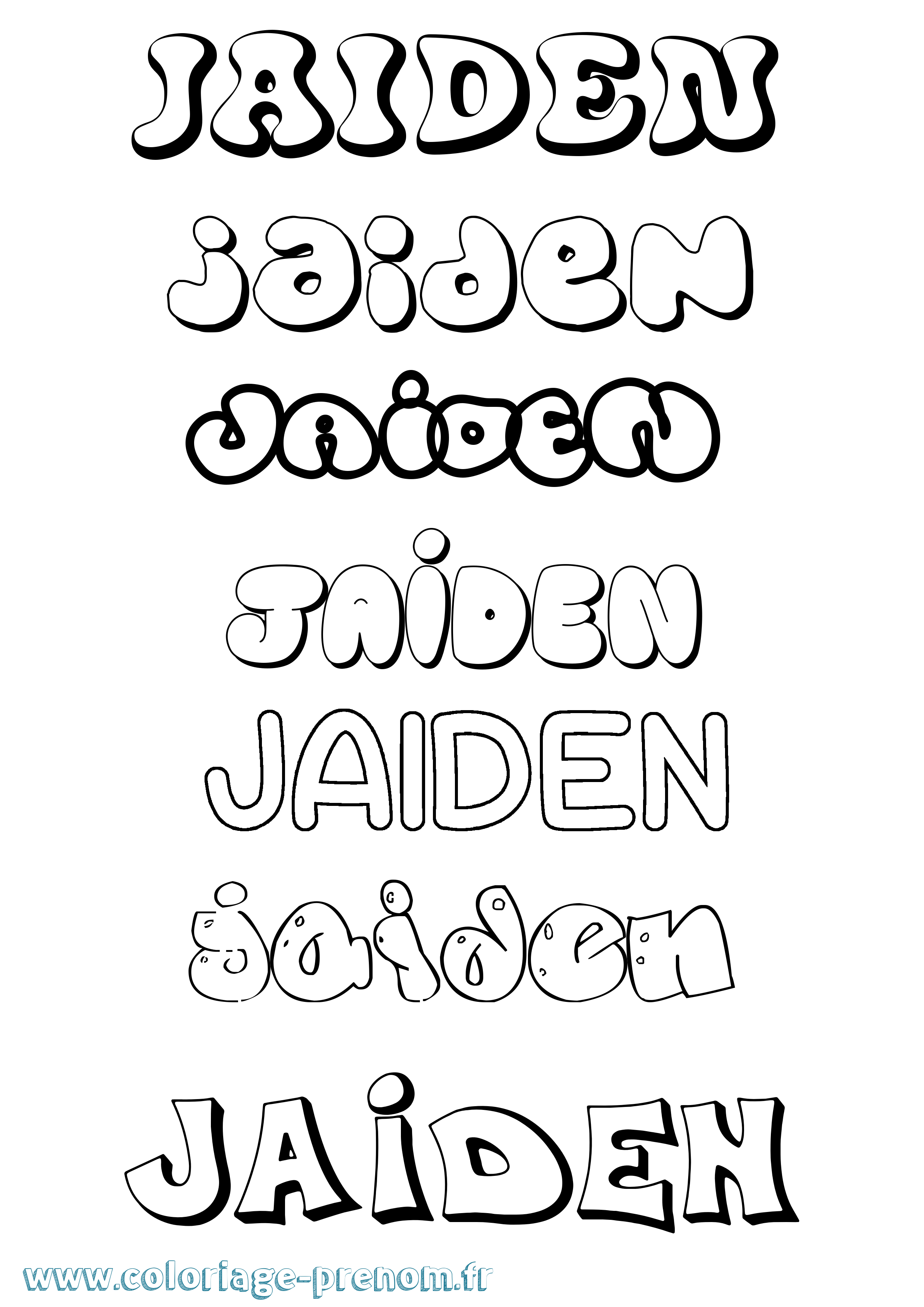 Coloriage Jaiden Bubble Coloriage prénom Jaiden Bubble