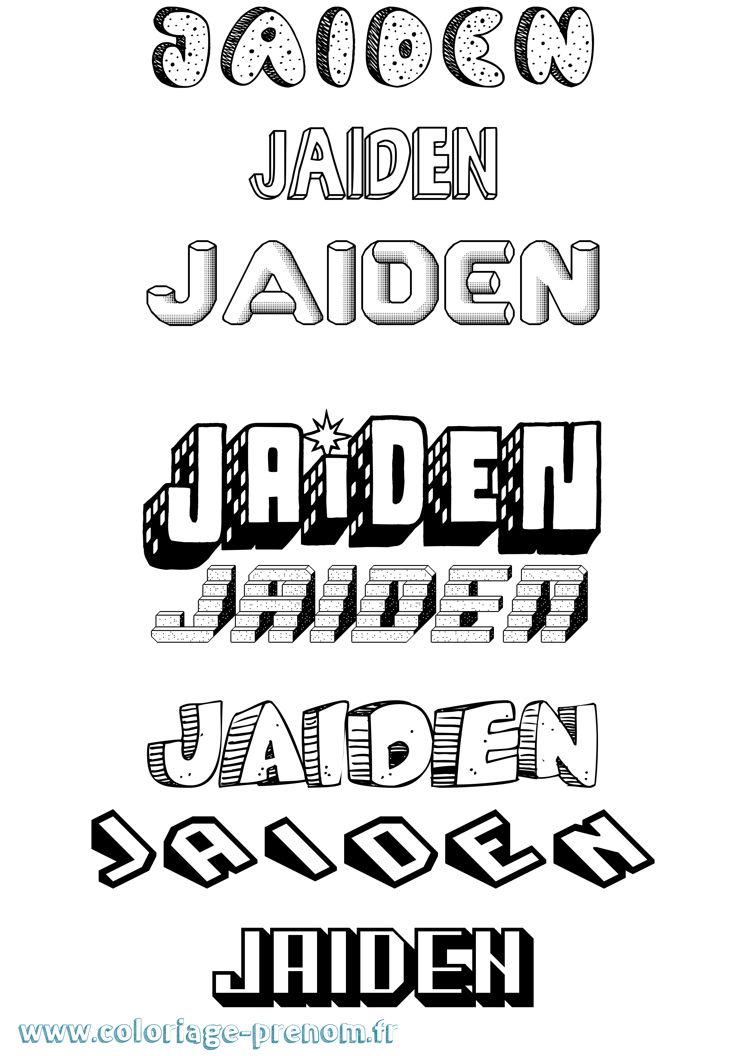 Coloriage Jaiden Effet 3D Coloriage prénom Jaiden Effet 3D