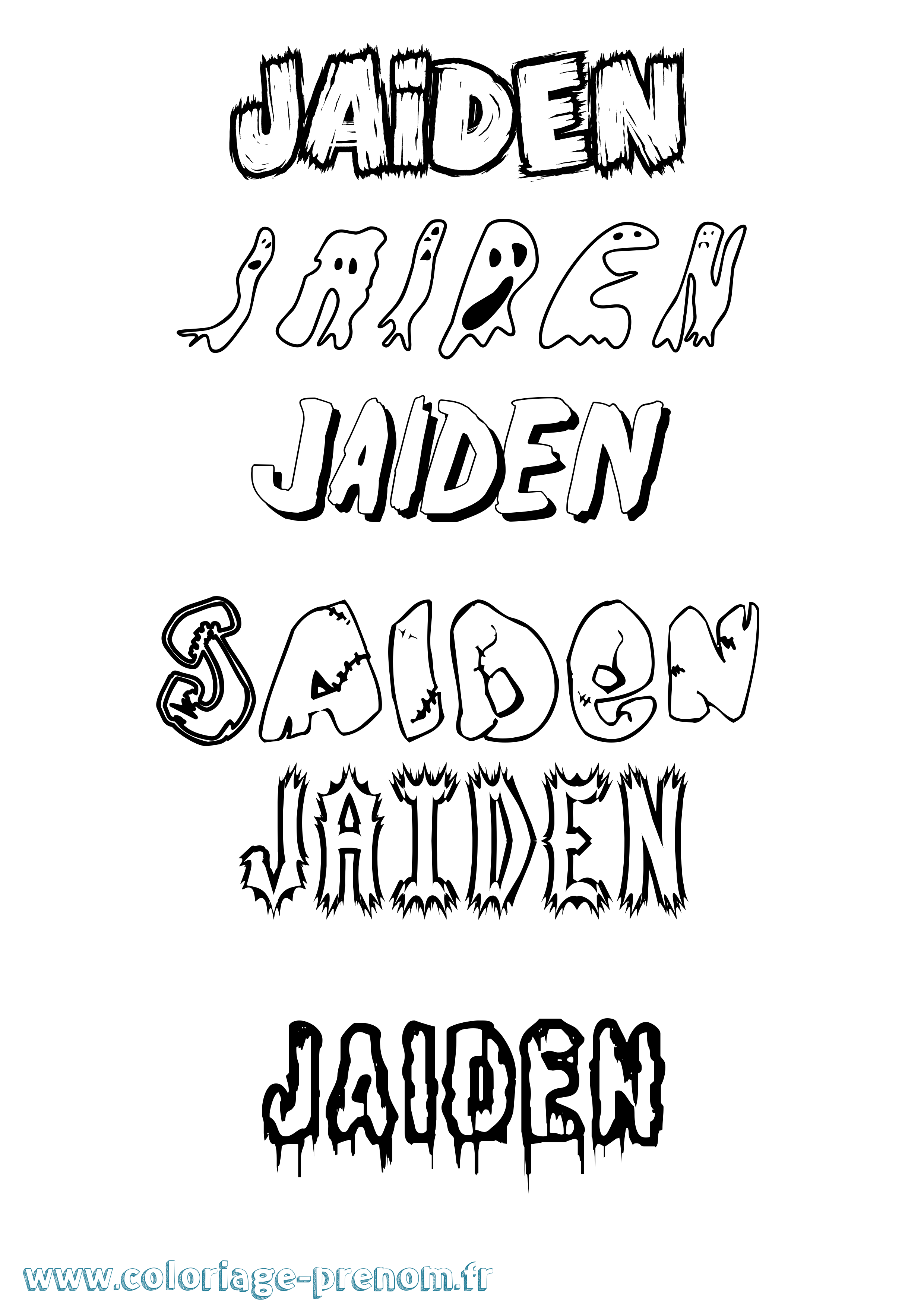 Coloriage Jaiden Frisson Coloriage prénom Jaiden Frisson