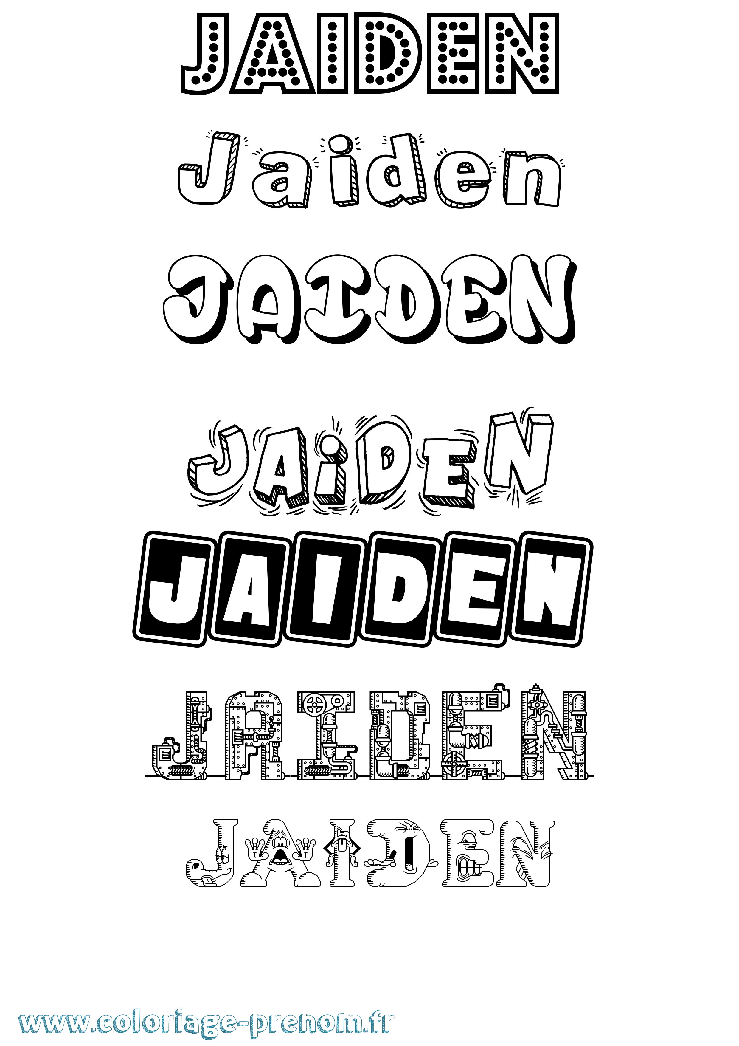 Coloriage Jaiden Fun Coloriage prénom Jaiden Fun