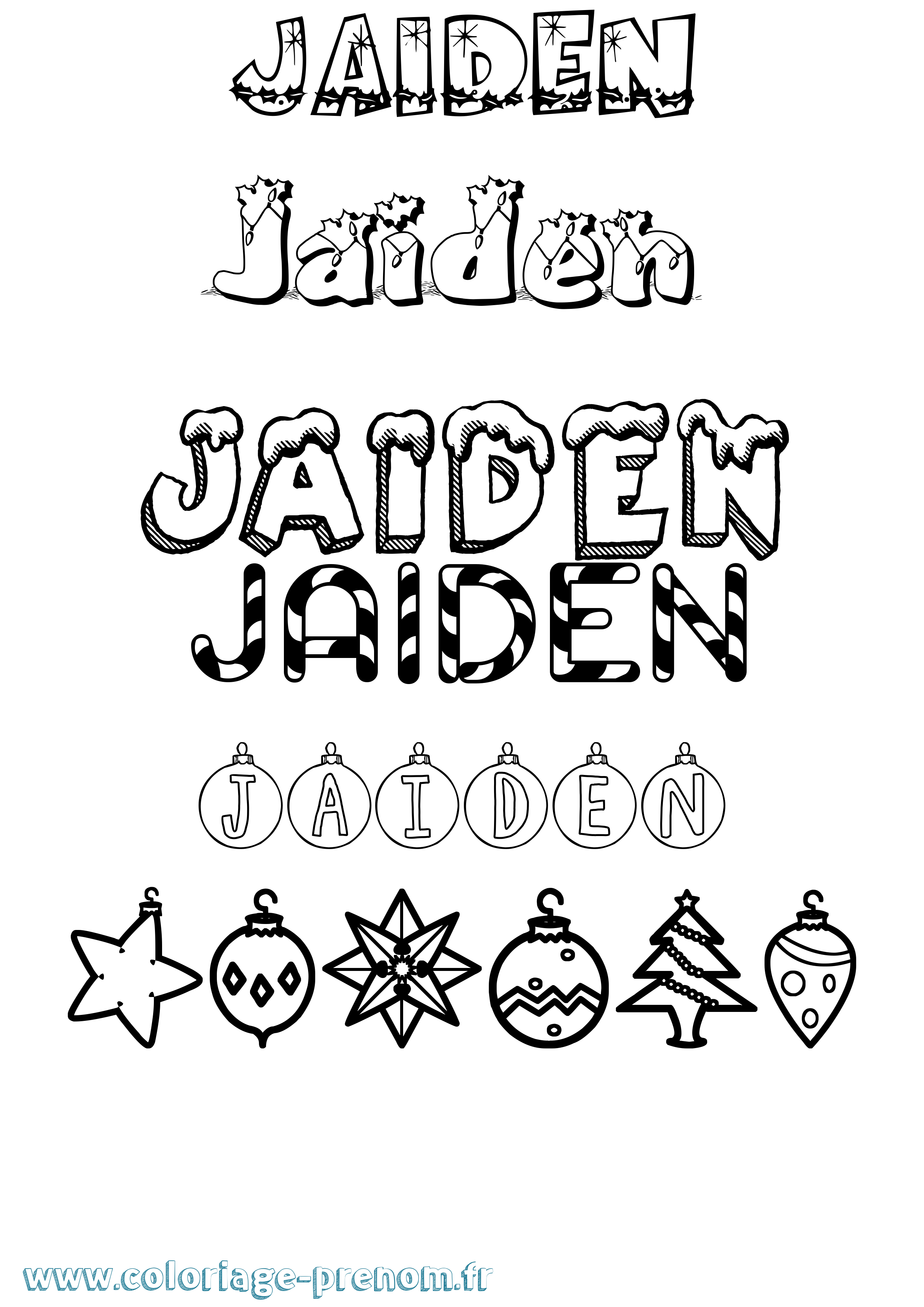 Coloriage Jaiden Noël Coloriage prénom Jaiden Noël