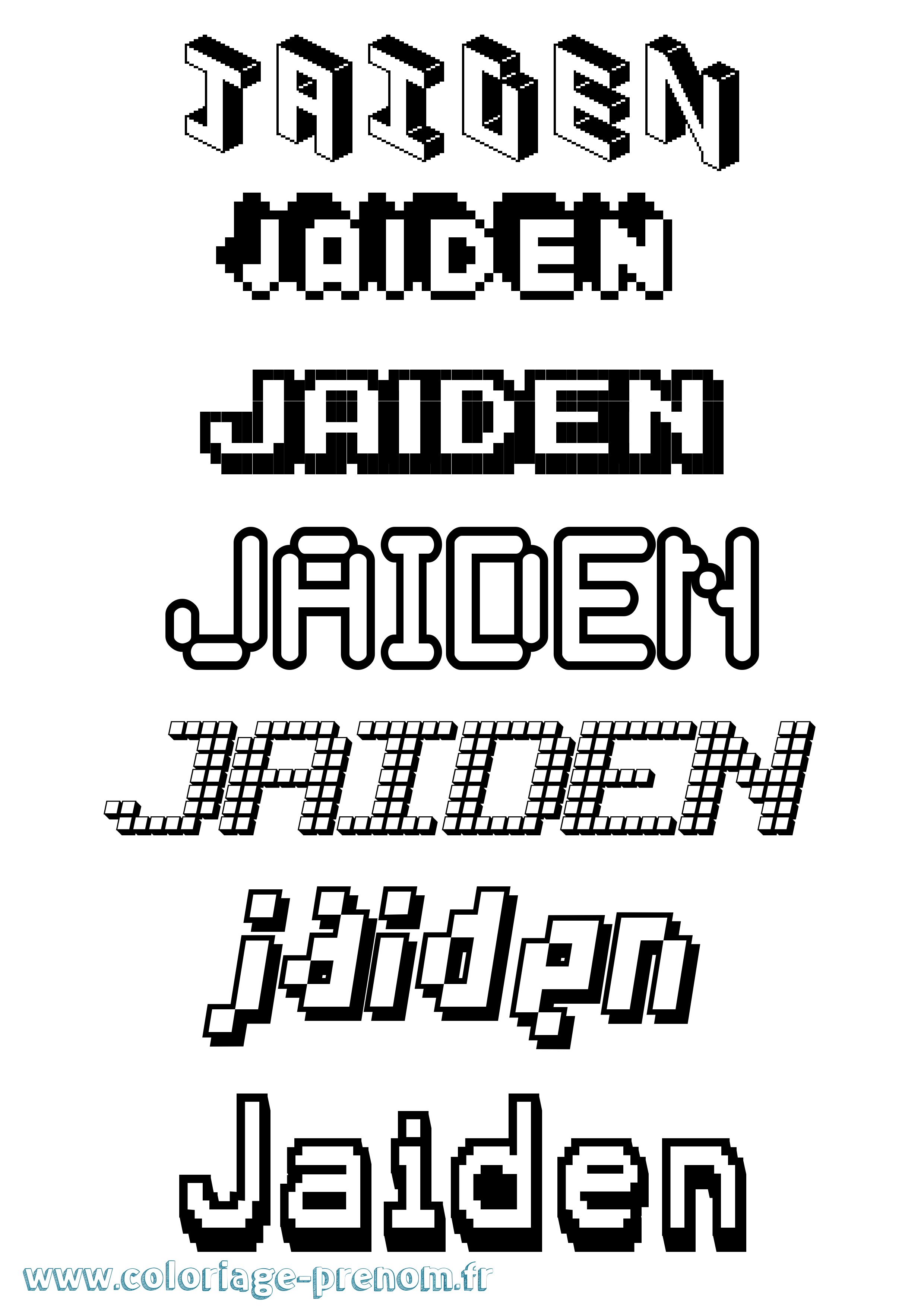 Coloriage Jaiden Pixel Coloriage prénom Jaiden Pixel
