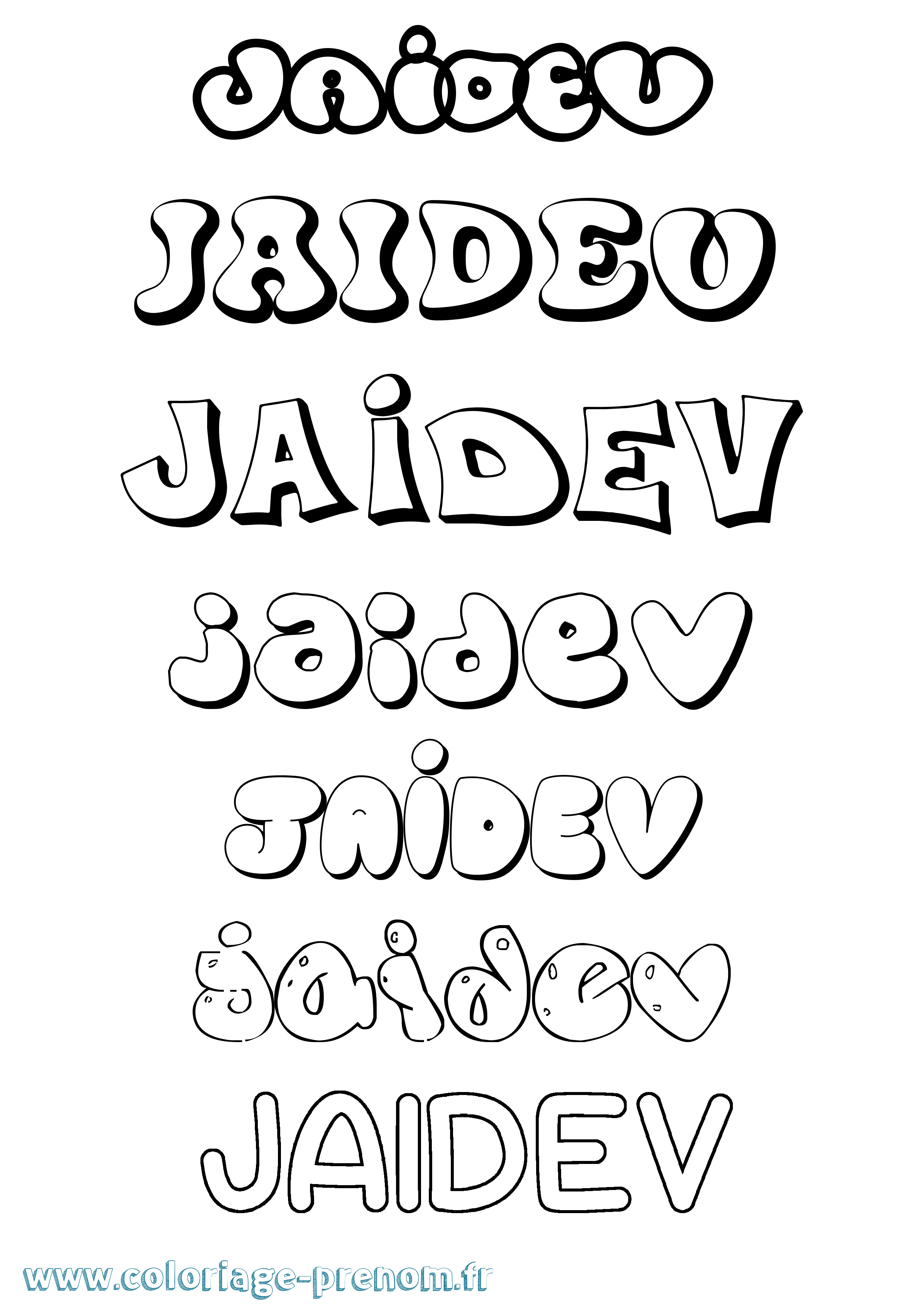 Coloriage prénom Jaidev Bubble