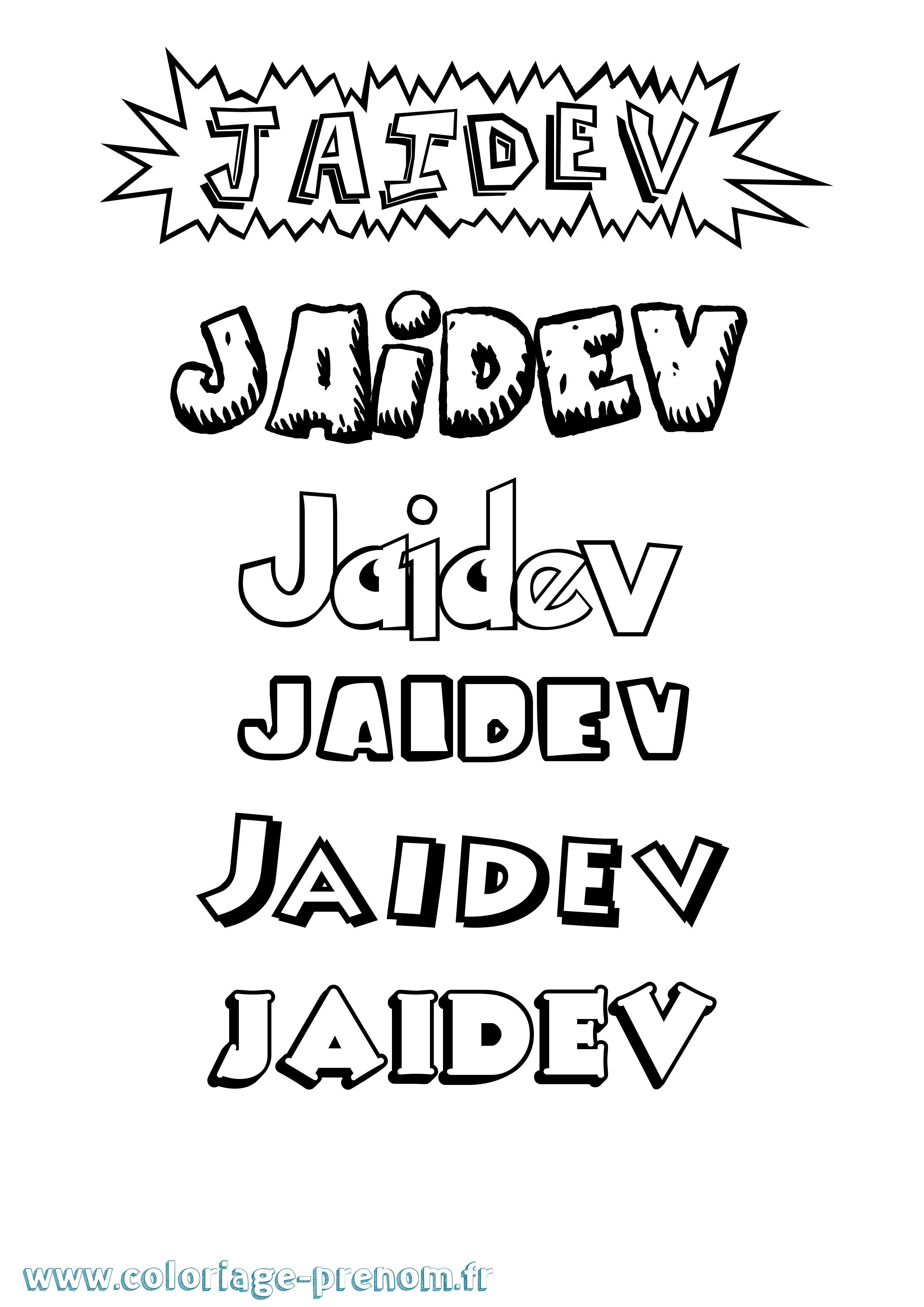 Coloriage prénom Jaidev Dessin Animé