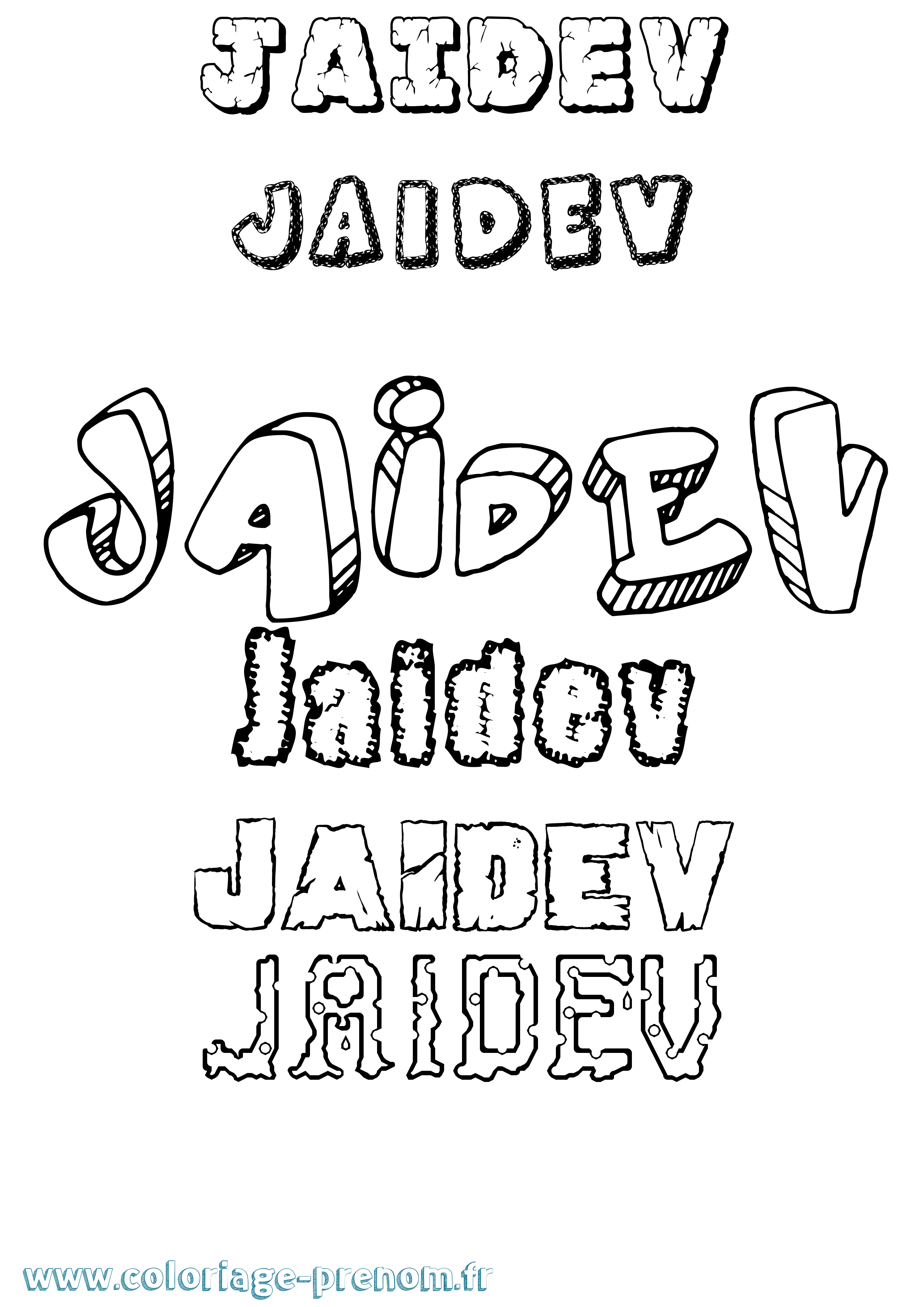 Coloriage prénom Jaidev Destructuré