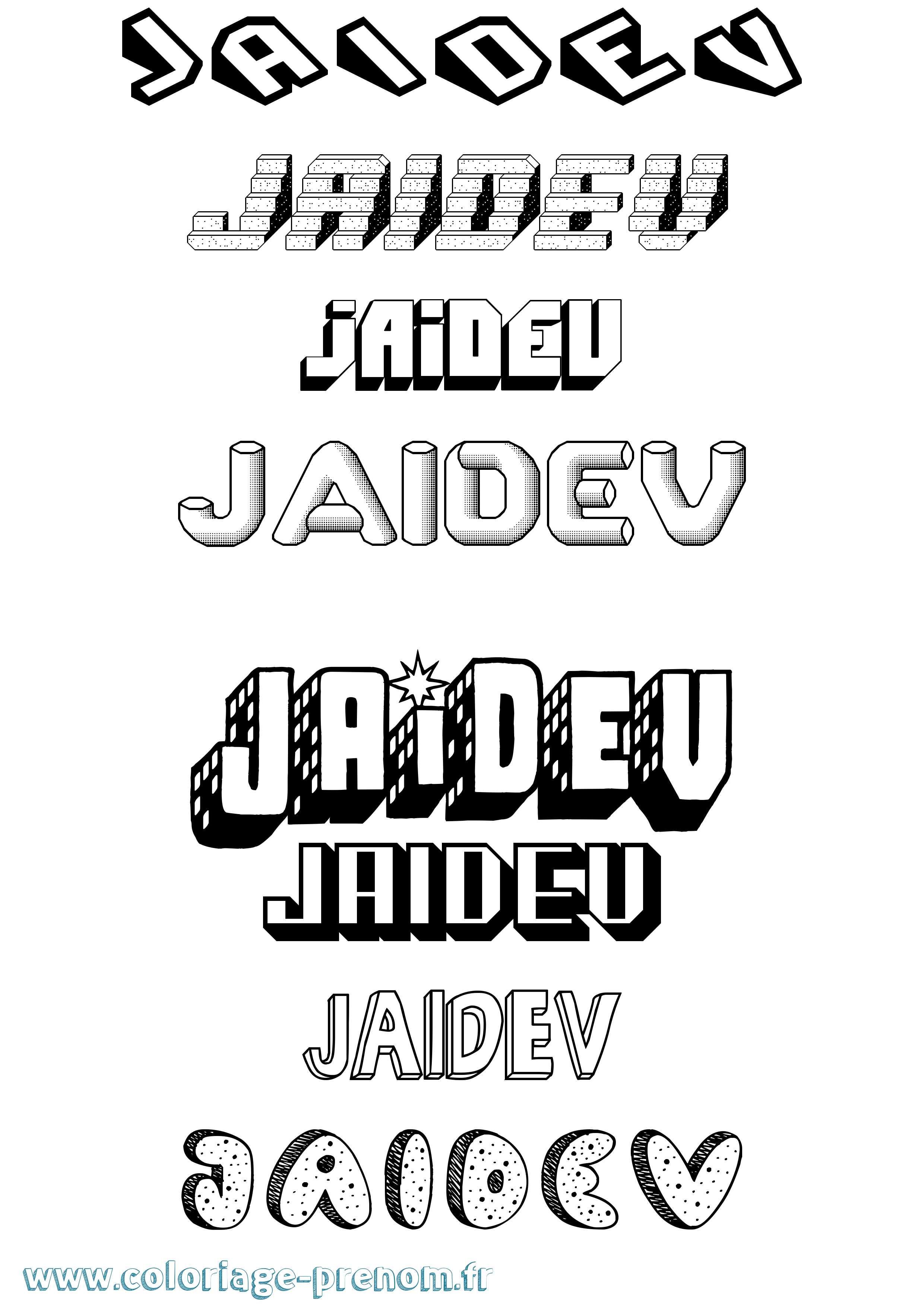 Coloriage prénom Jaidev Effet 3D
