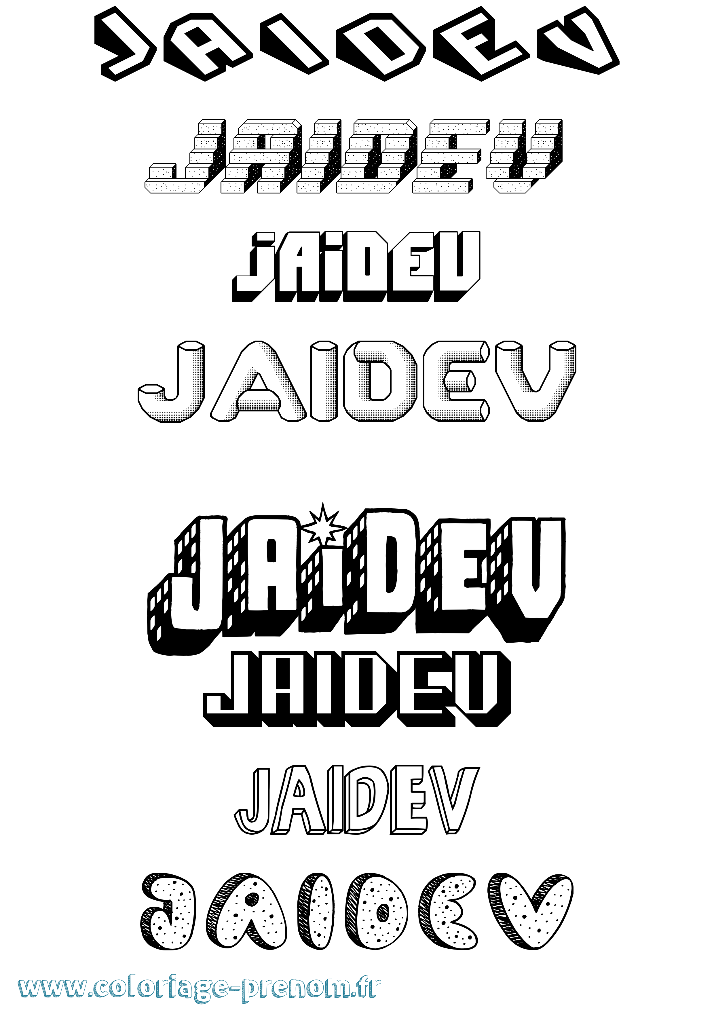 Coloriage Jaidev Effet 3D Coloriage prénom Jaidev Effet 3D
