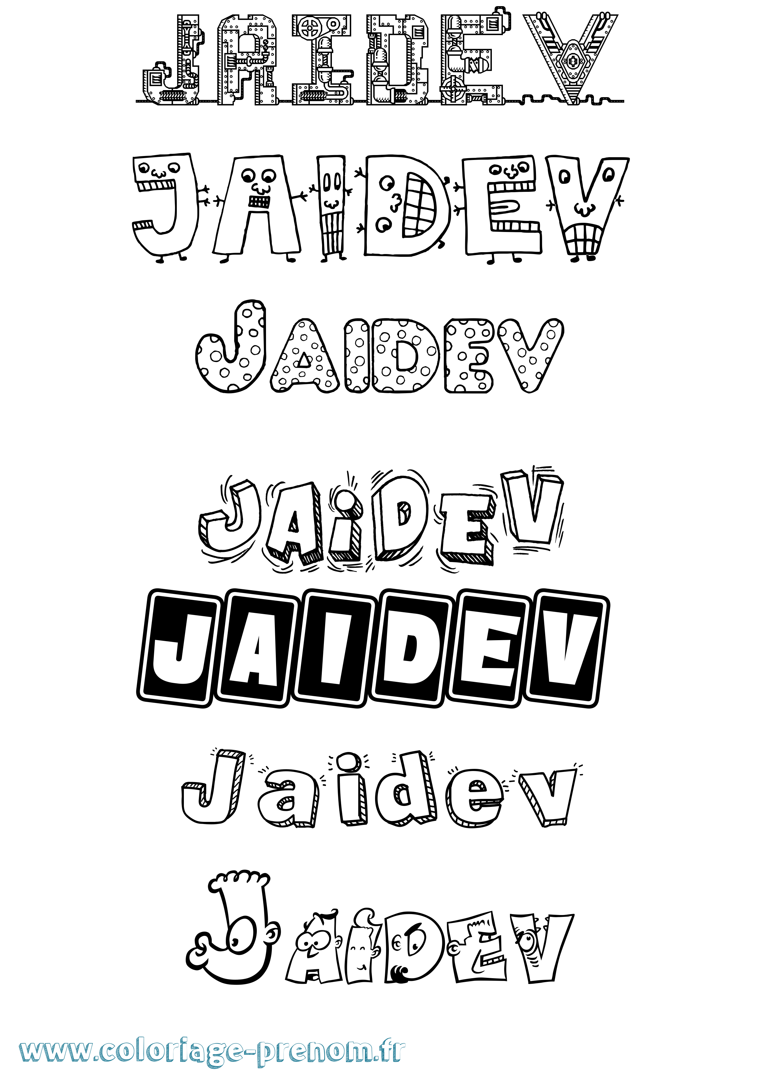 Coloriage prénom Jaidev Fun