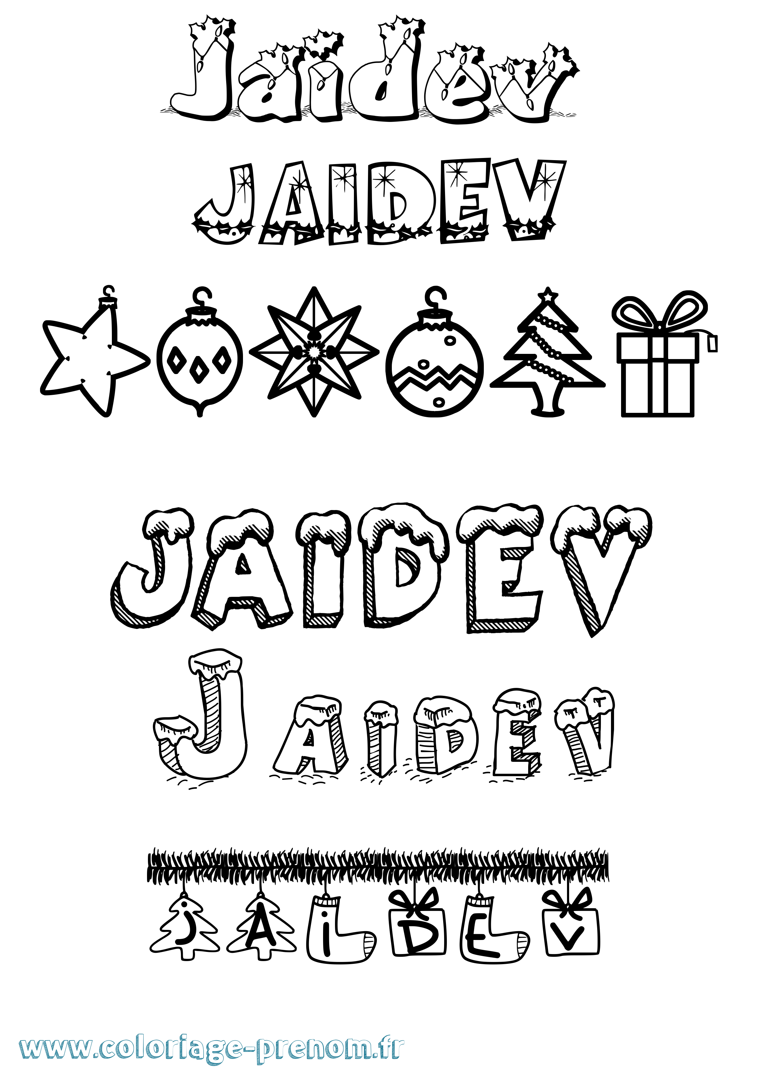 Coloriage Jaidev Noël Coloriage prénom Jaidev Noël