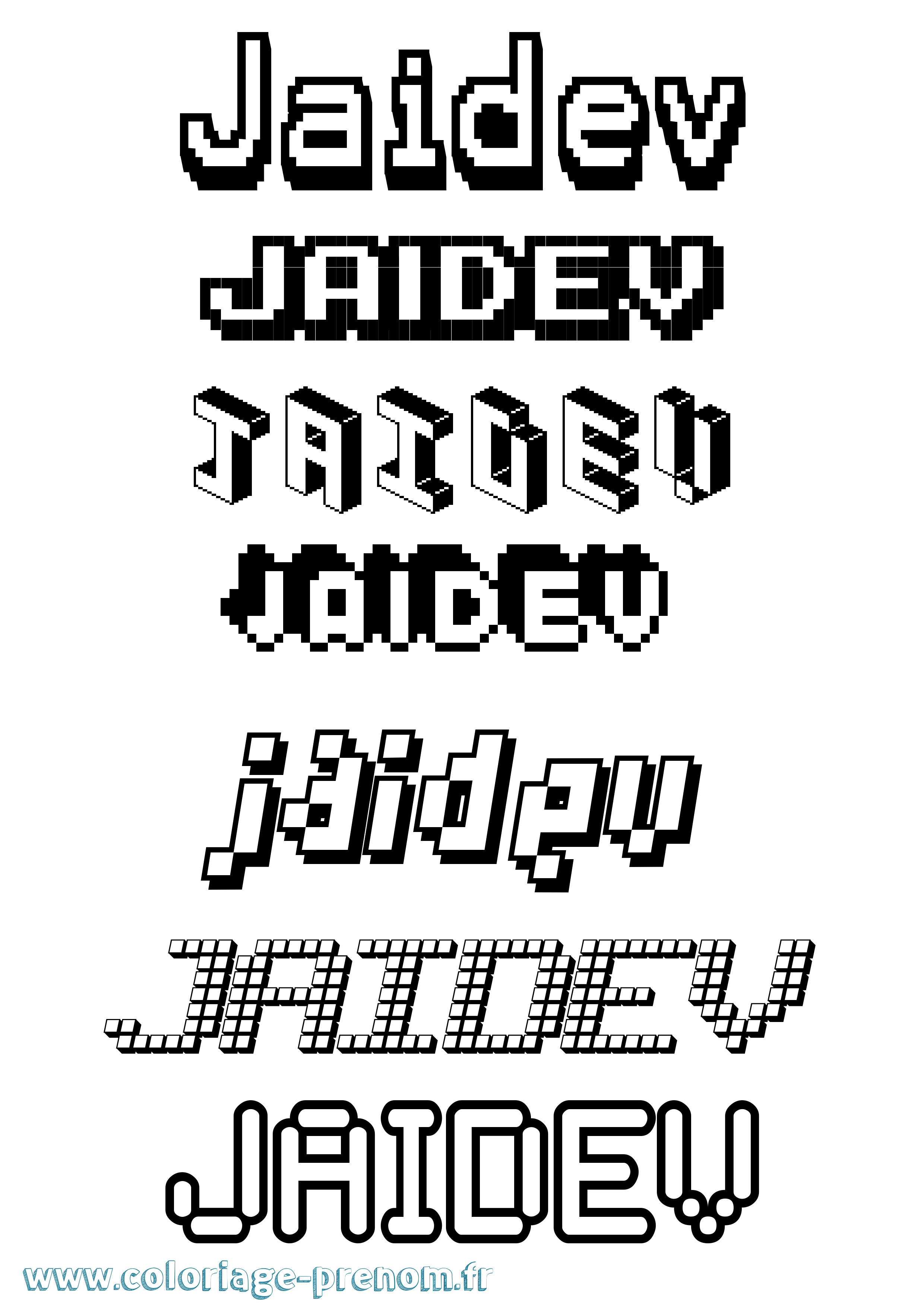 Coloriage prénom Jaidev Pixel