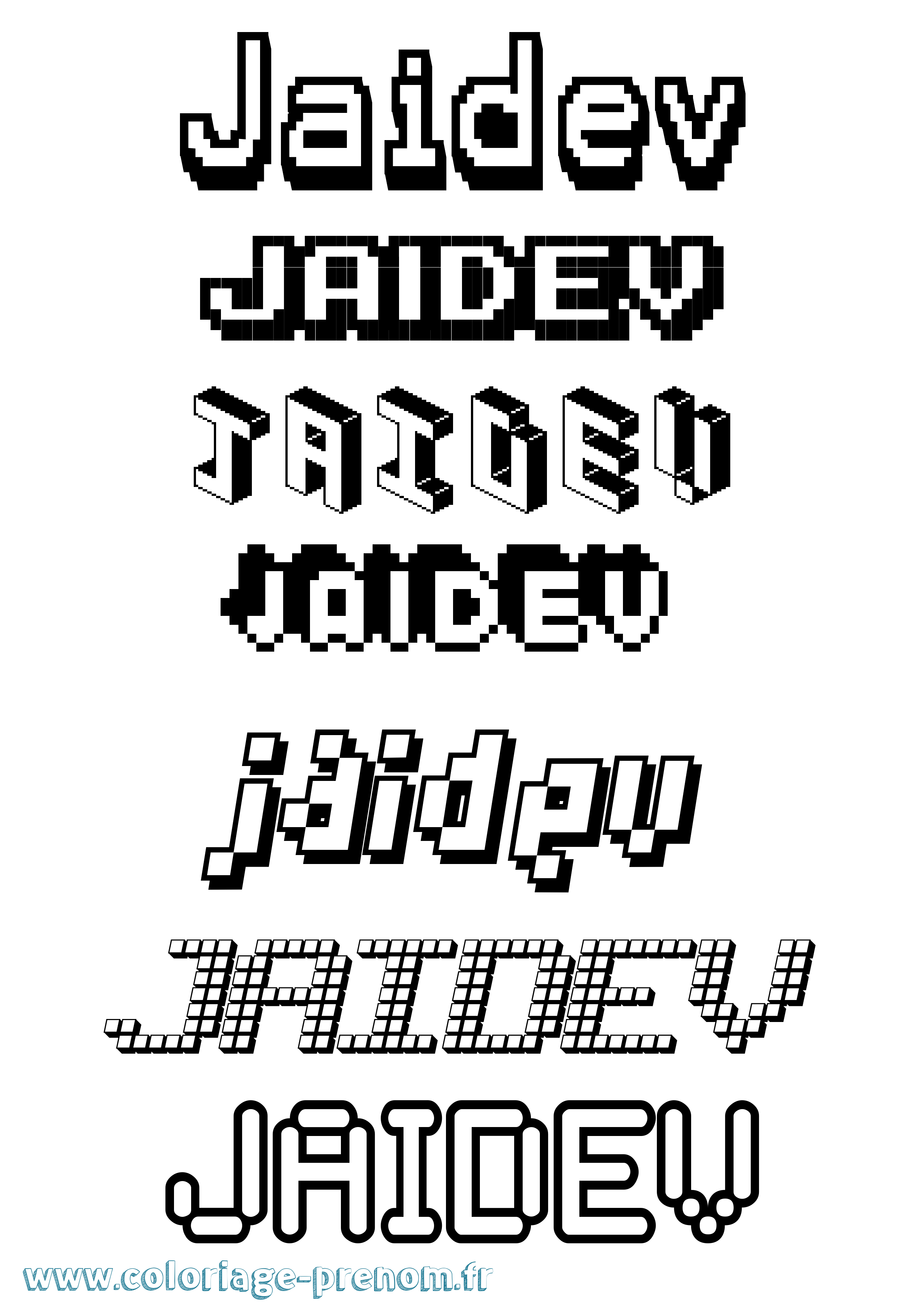 Coloriage Jaidev Pixel Coloriage prénom Jaidev Pixel