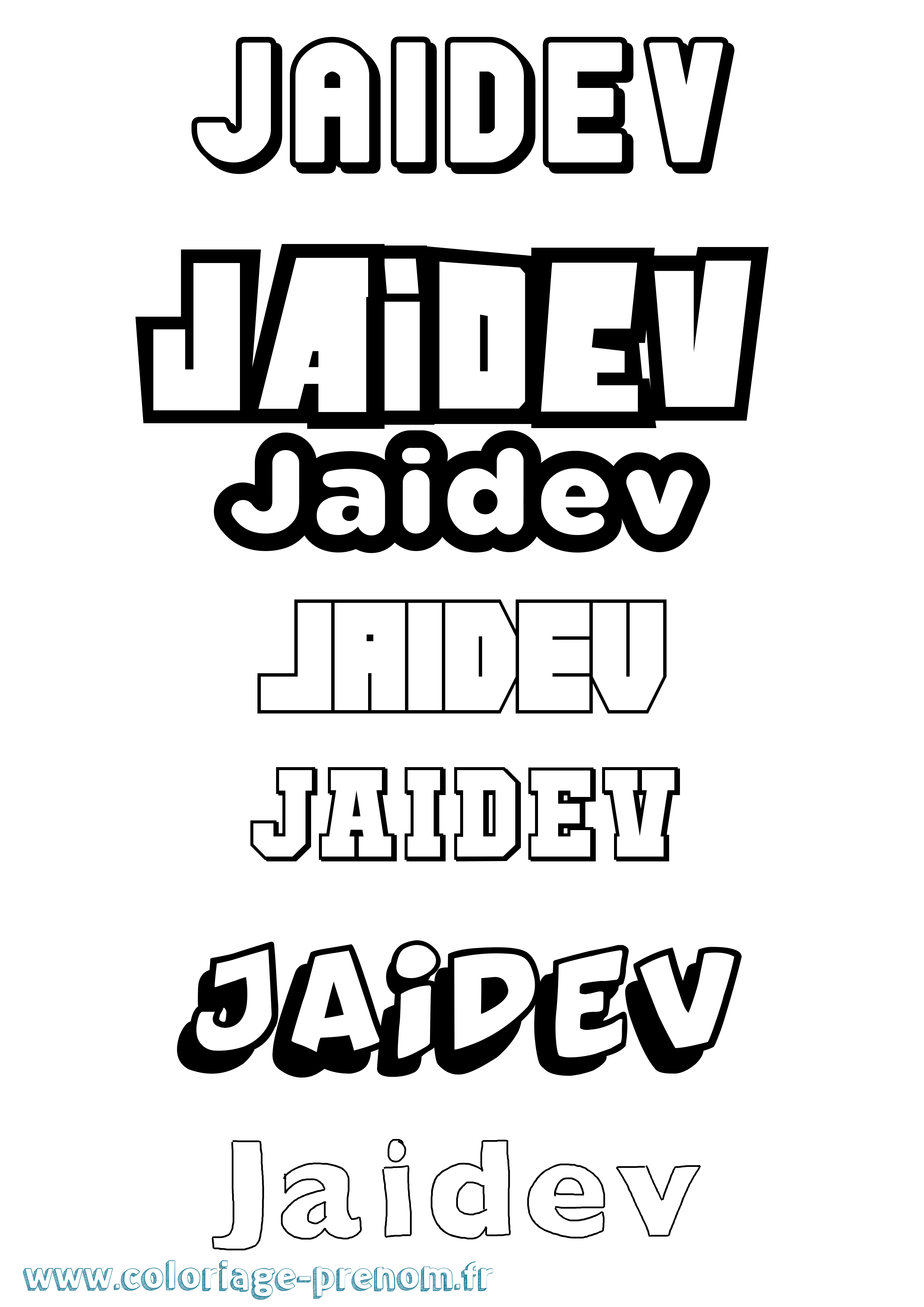 Coloriage prénom Jaidev Simple