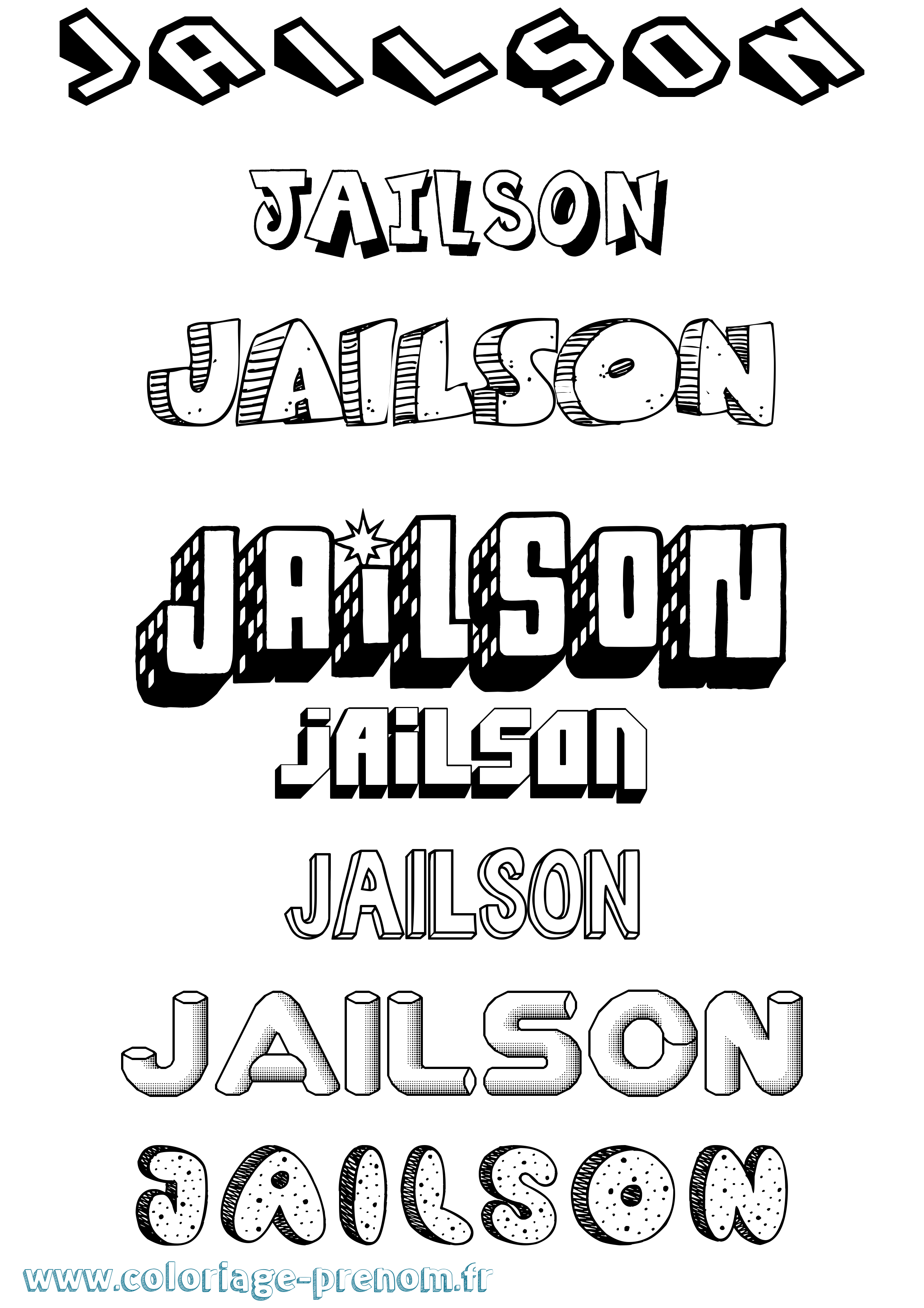 Coloriage Jailson Effet 3D Coloriage prénom Jailson Effet 3D