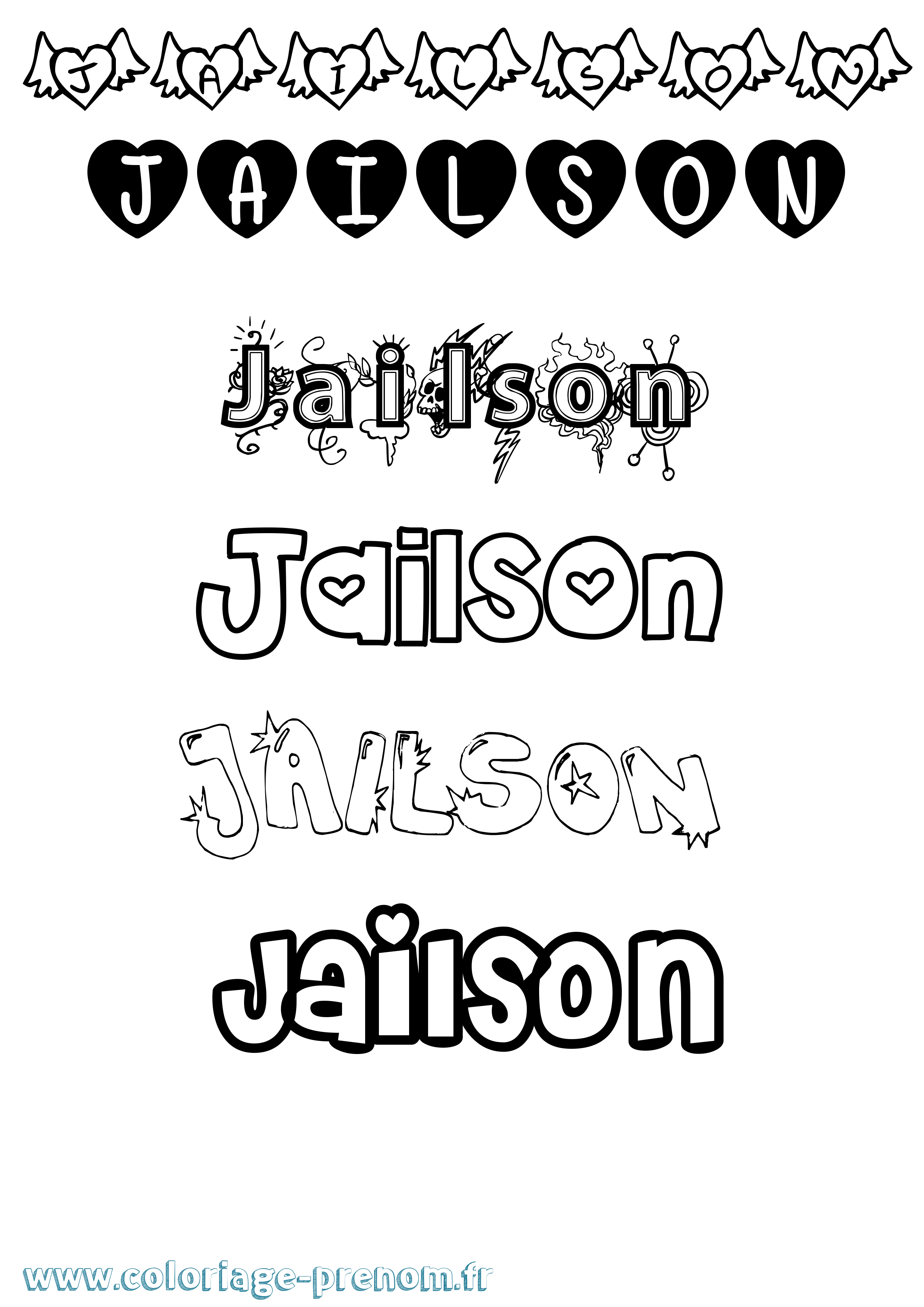 Coloriage Jailson Girly Coloriage prénom Jailson Girly