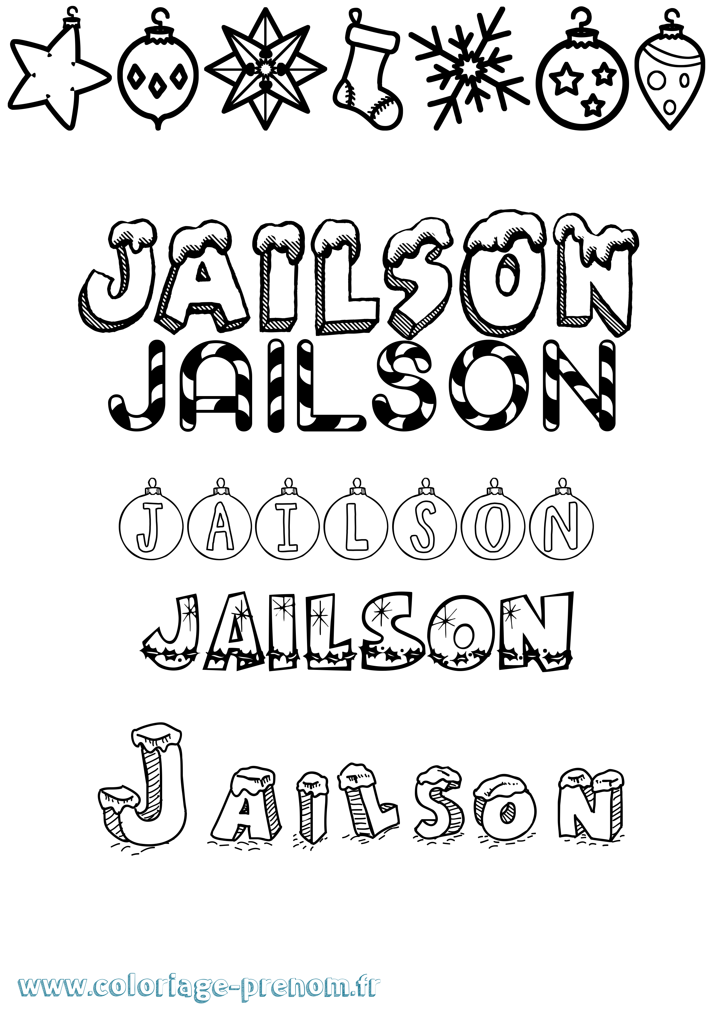 Coloriage Jailson Noël Coloriage prénom Jailson Noël