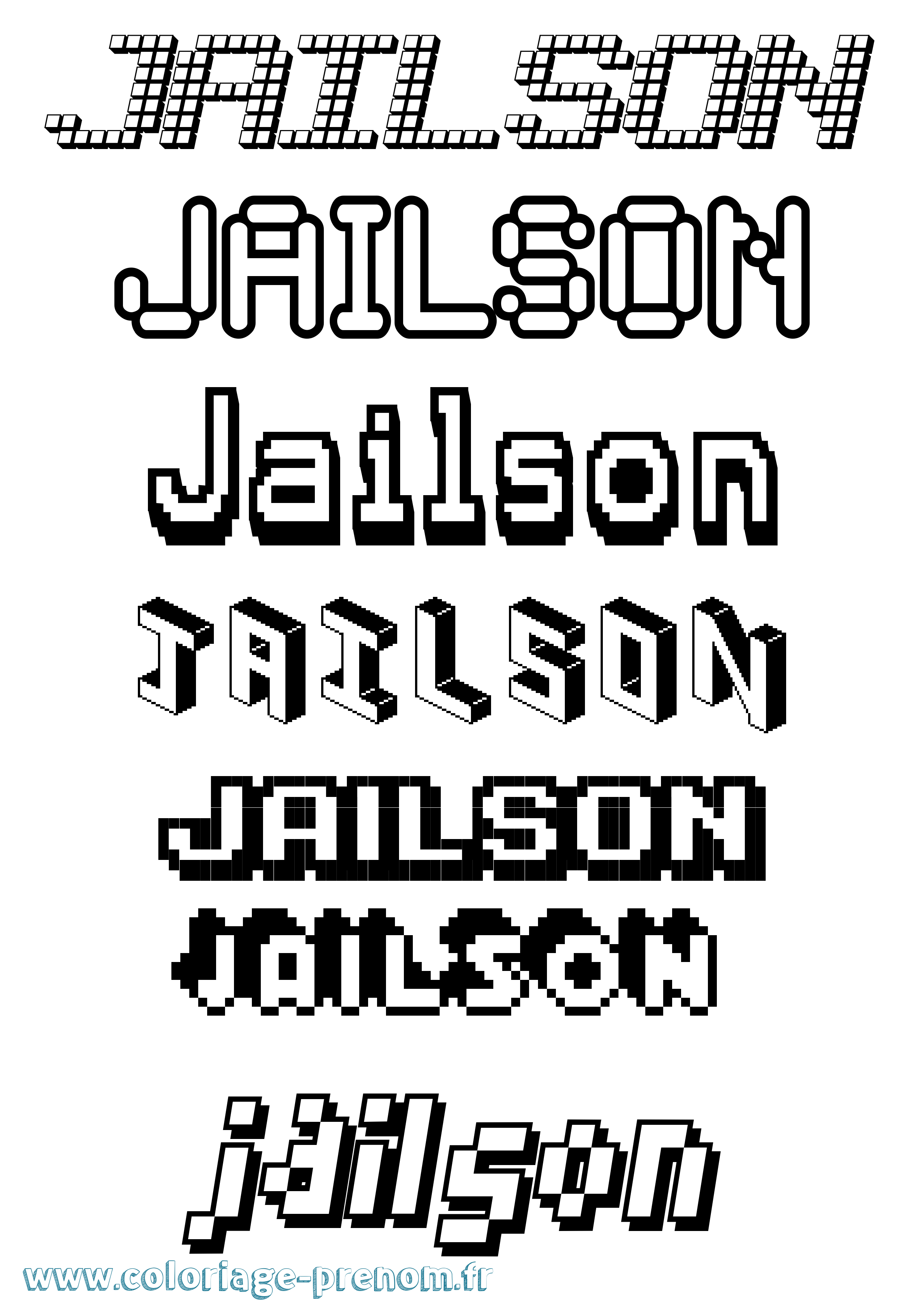 Coloriage Jailson Pixel Coloriage prénom Jailson Pixel