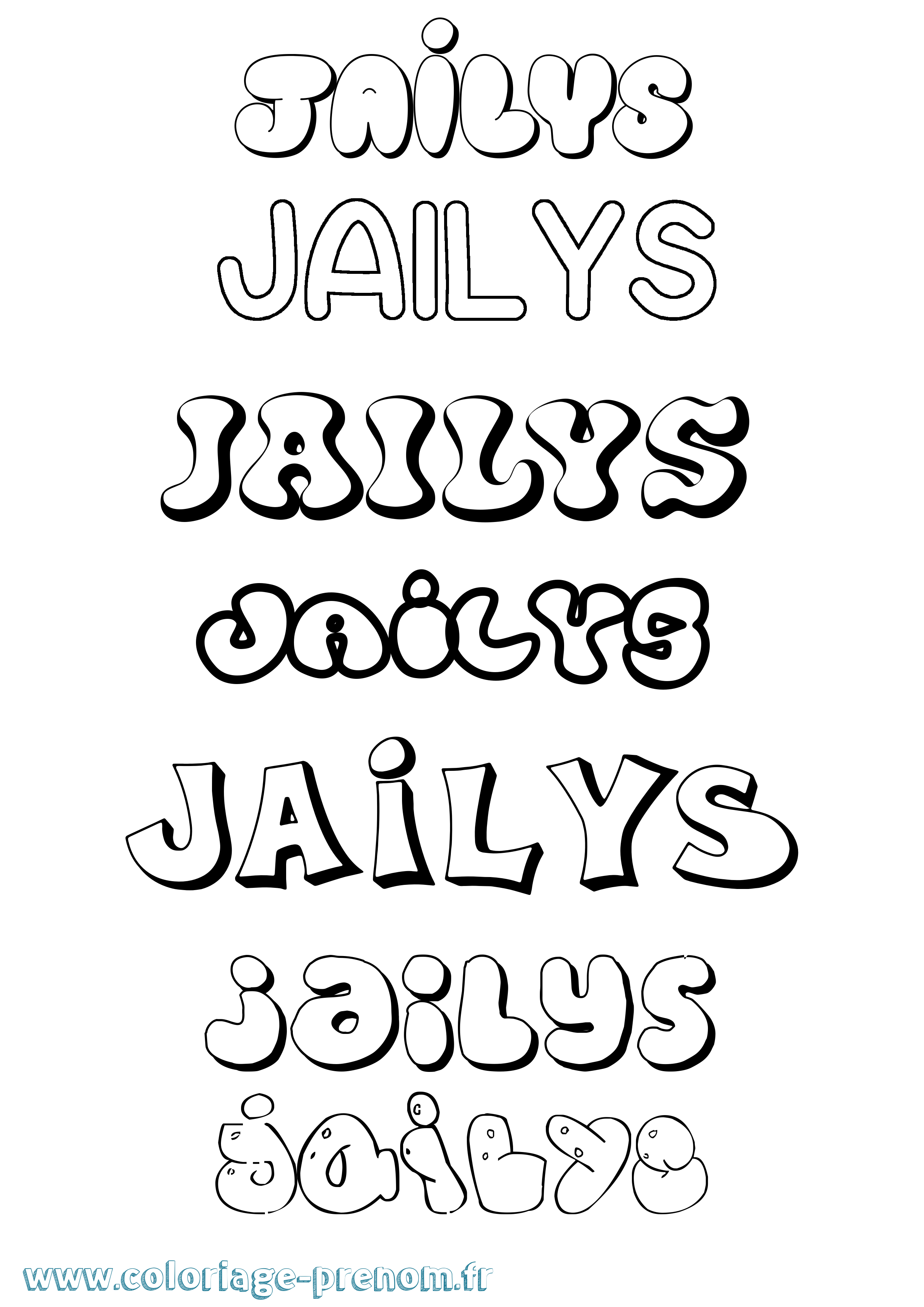 Coloriage prénom Jailys Bubble