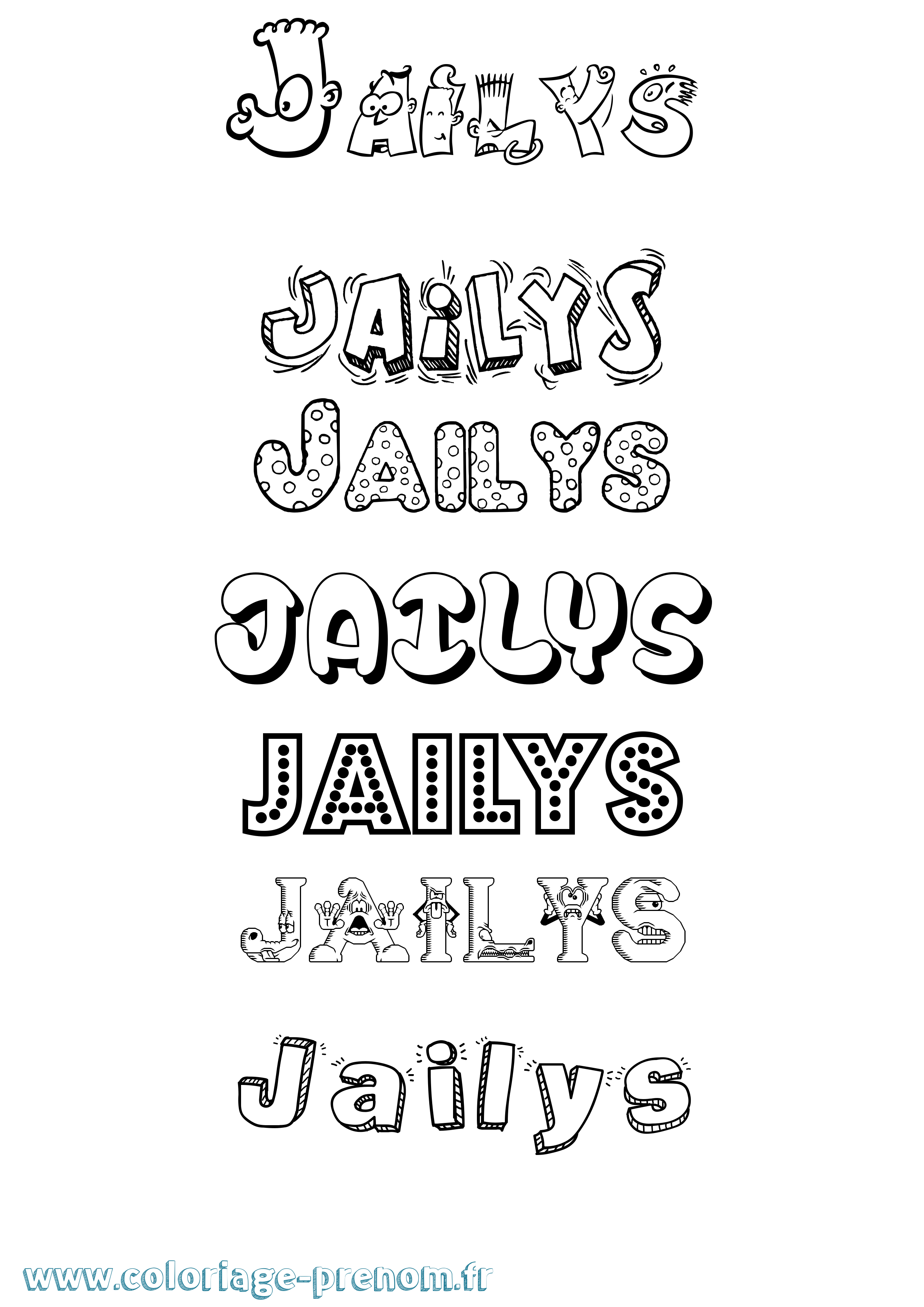 Coloriage prénom Jailys Fun