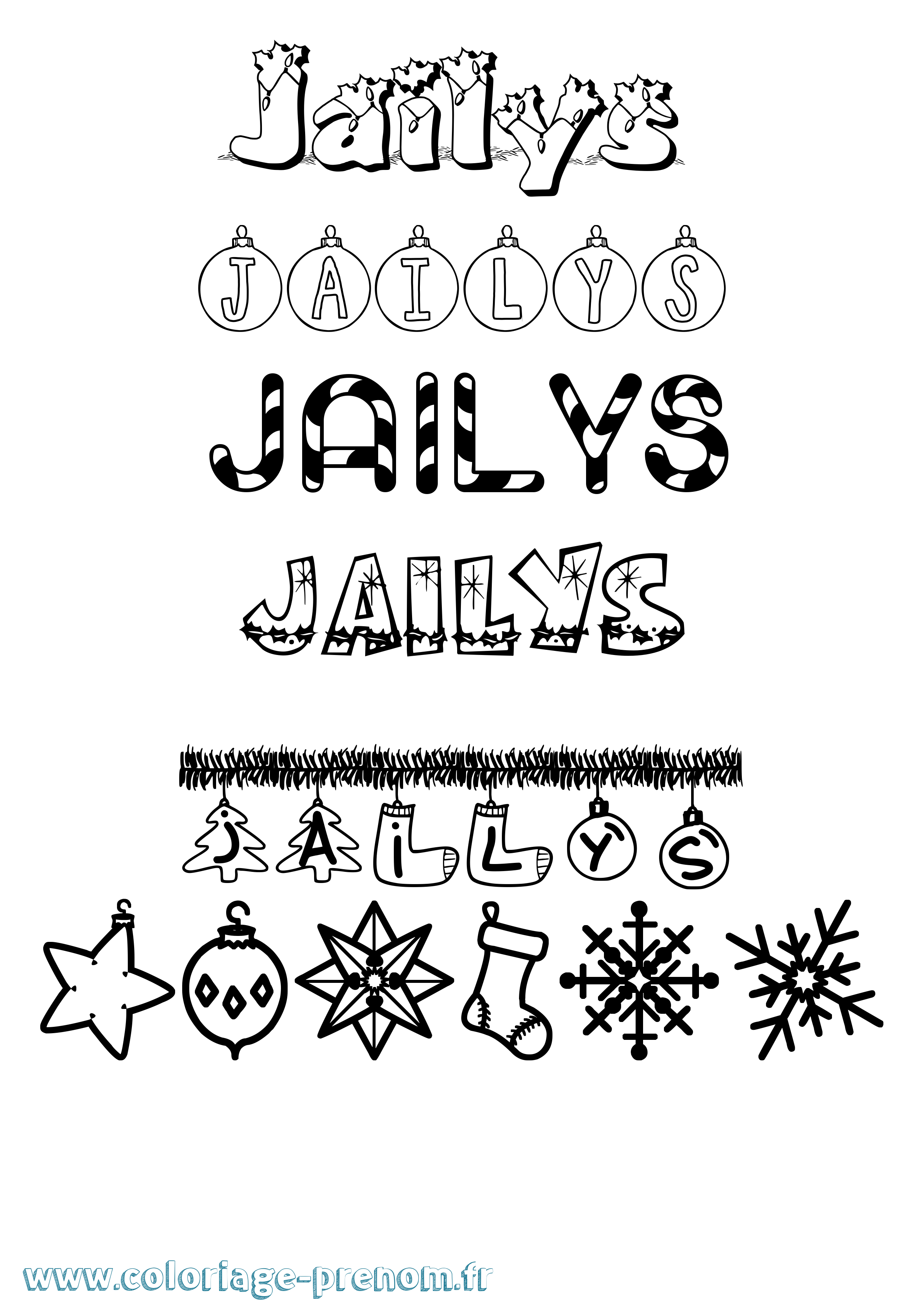 Coloriage prénom Jailys Noël