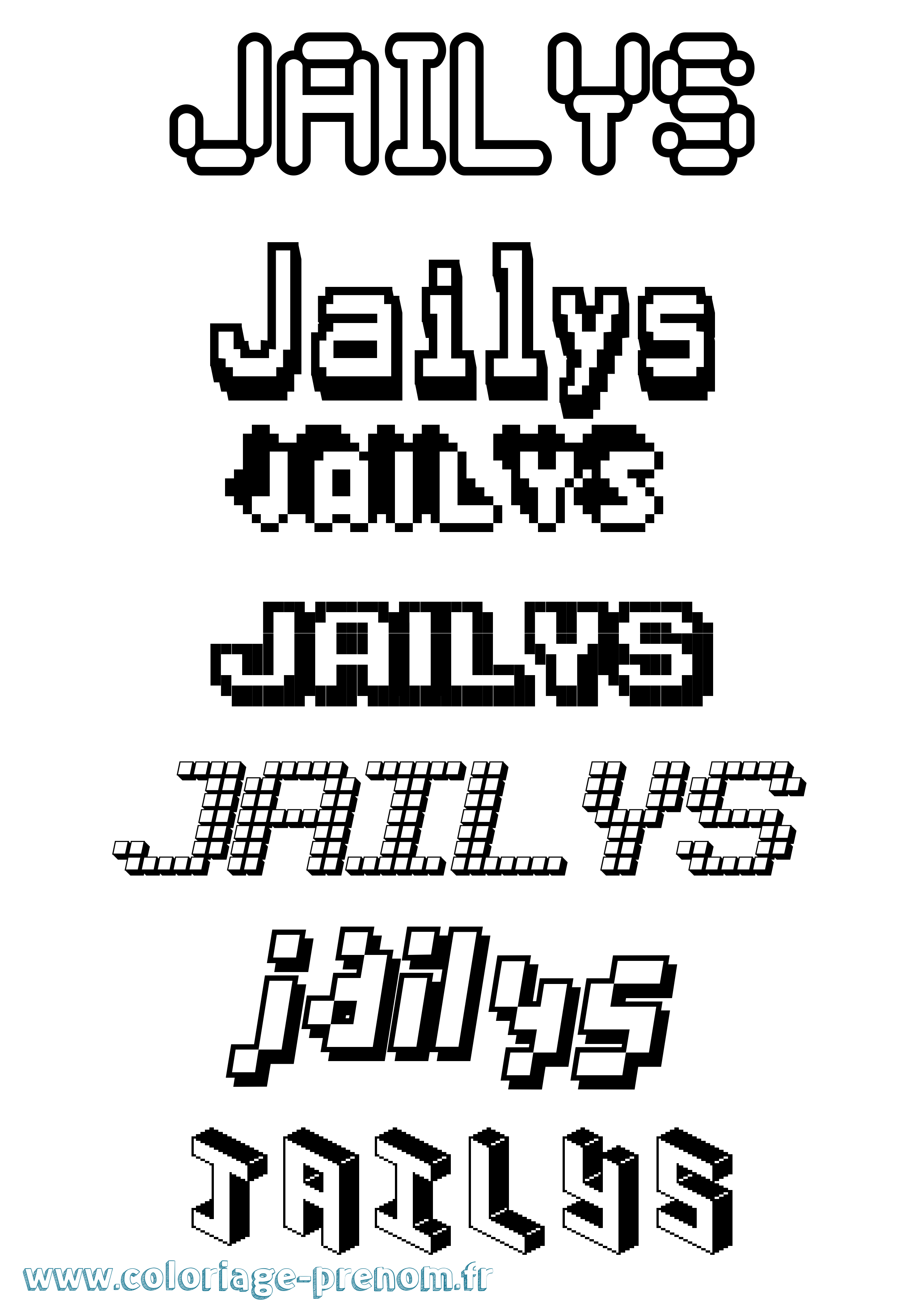Coloriage prénom Jailys Pixel