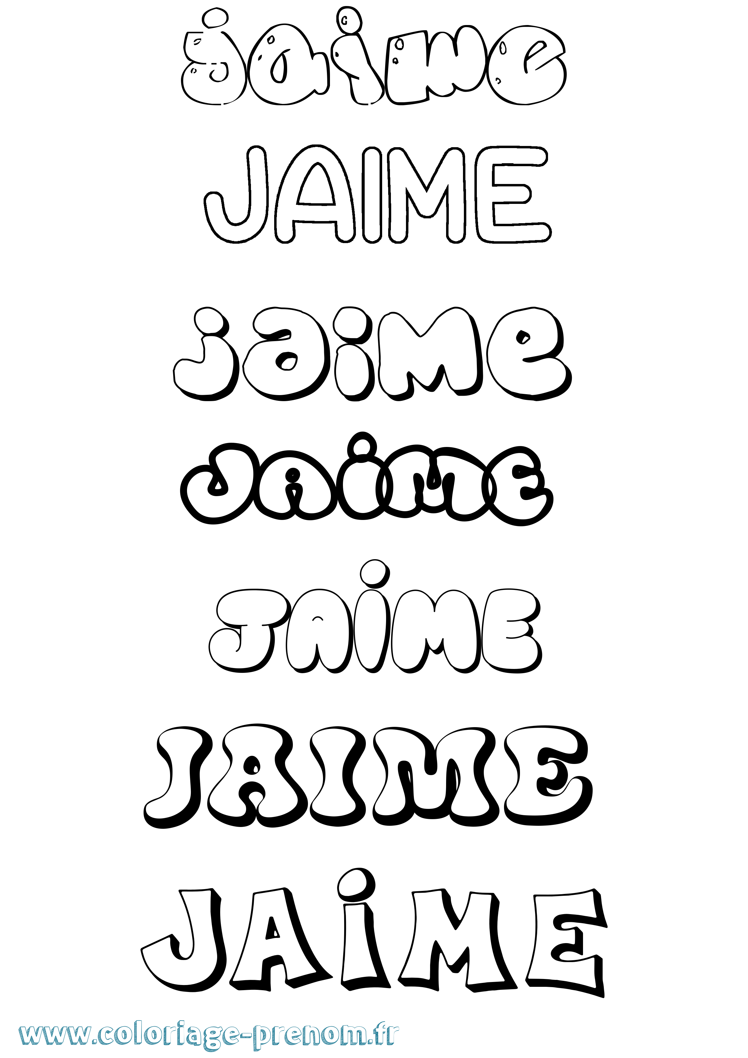Coloriage Jaime Bubble Coloriage prénom Jaime Bubble