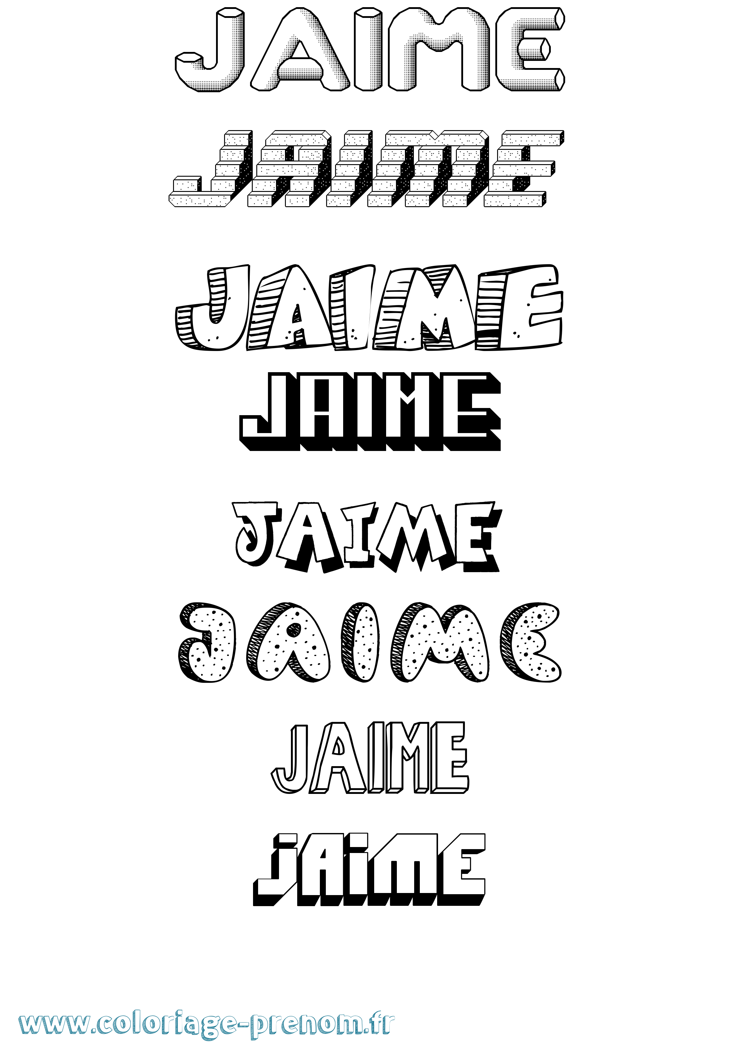 Coloriage Jaime Effet 3D Coloriage prénom Jaime Effet 3D