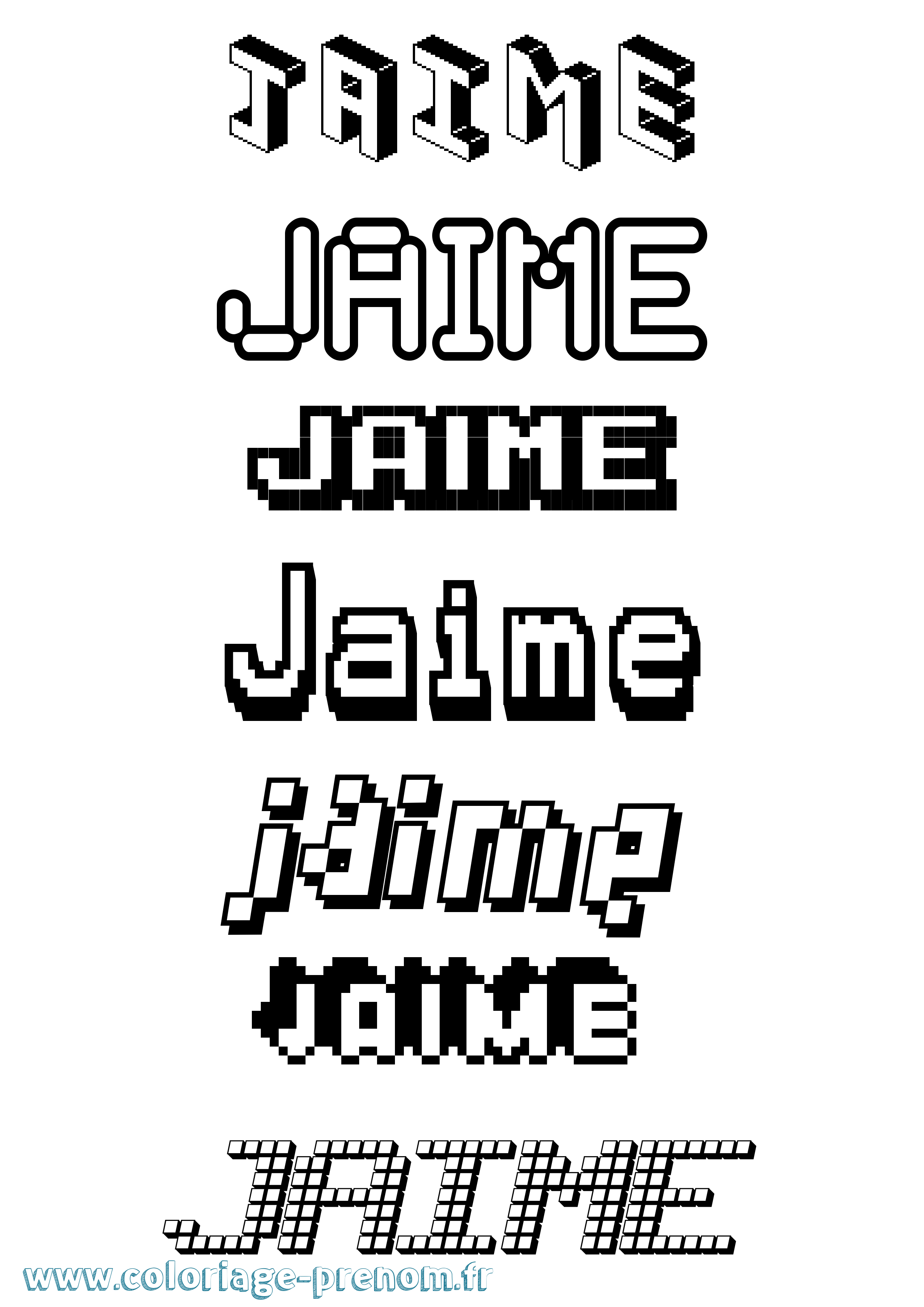 Coloriage Jaime Pixel Coloriage prénom Jaime Pixel