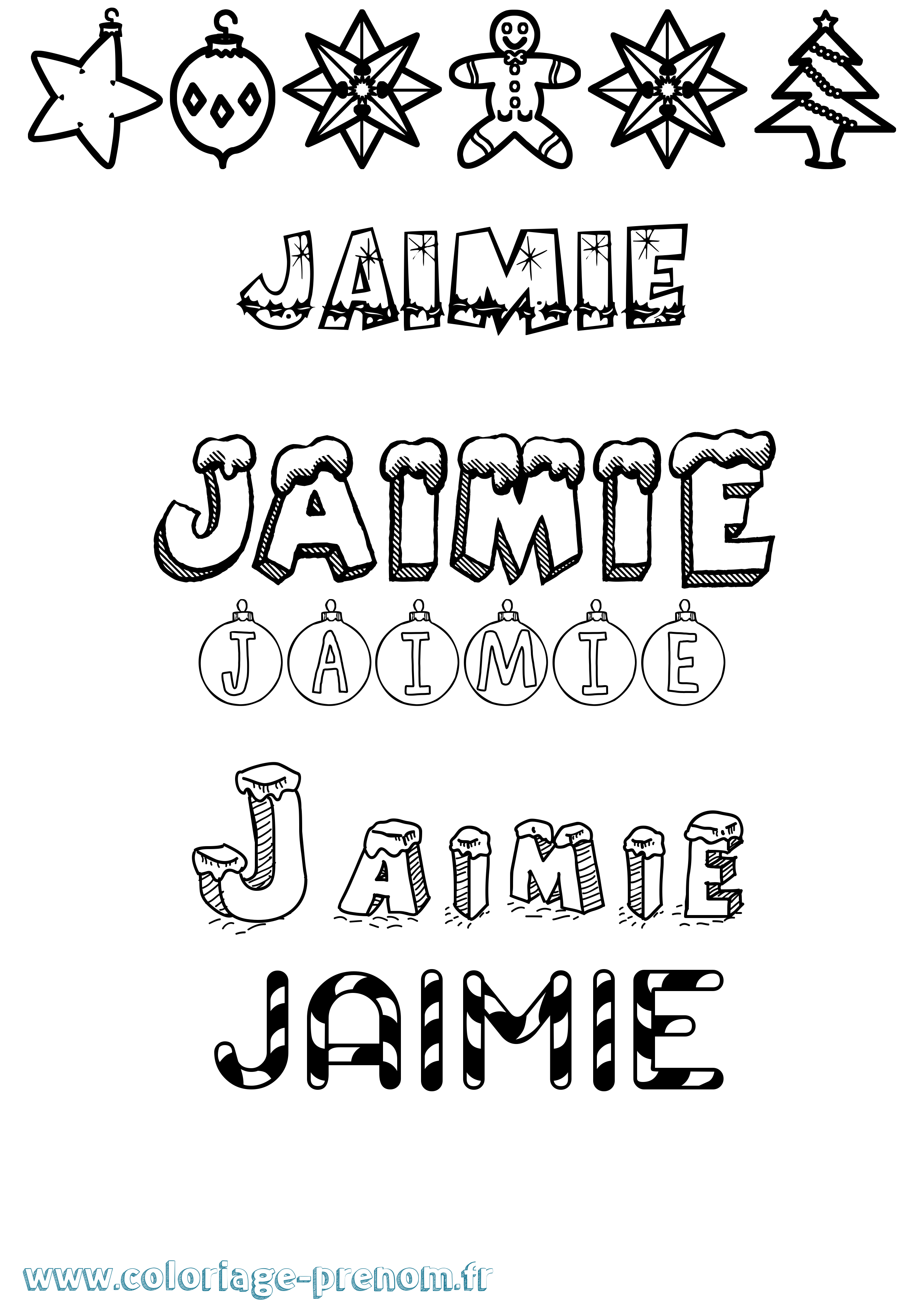 Coloriage Jaimie Noël Coloriage prénom Jaimie Noël