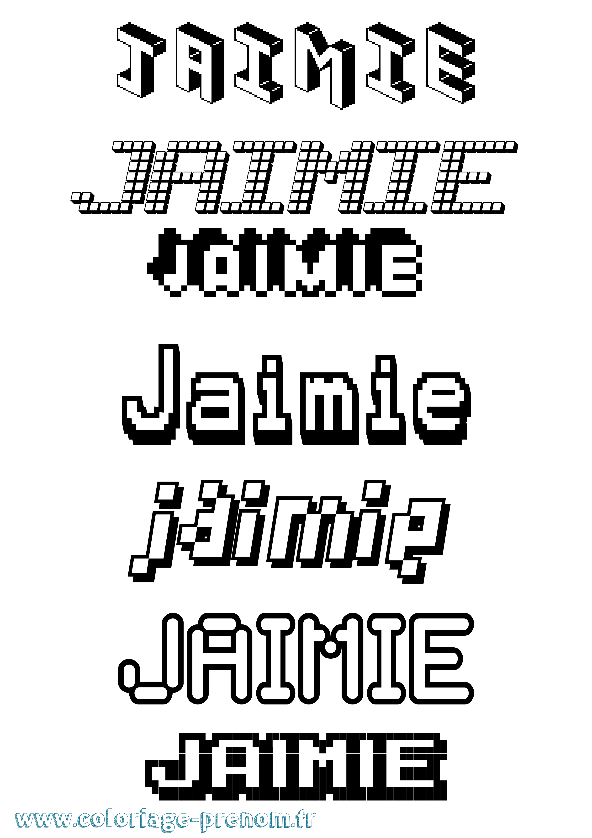 Coloriage Jaimie Pixel Coloriage prénom Jaimie Pixel