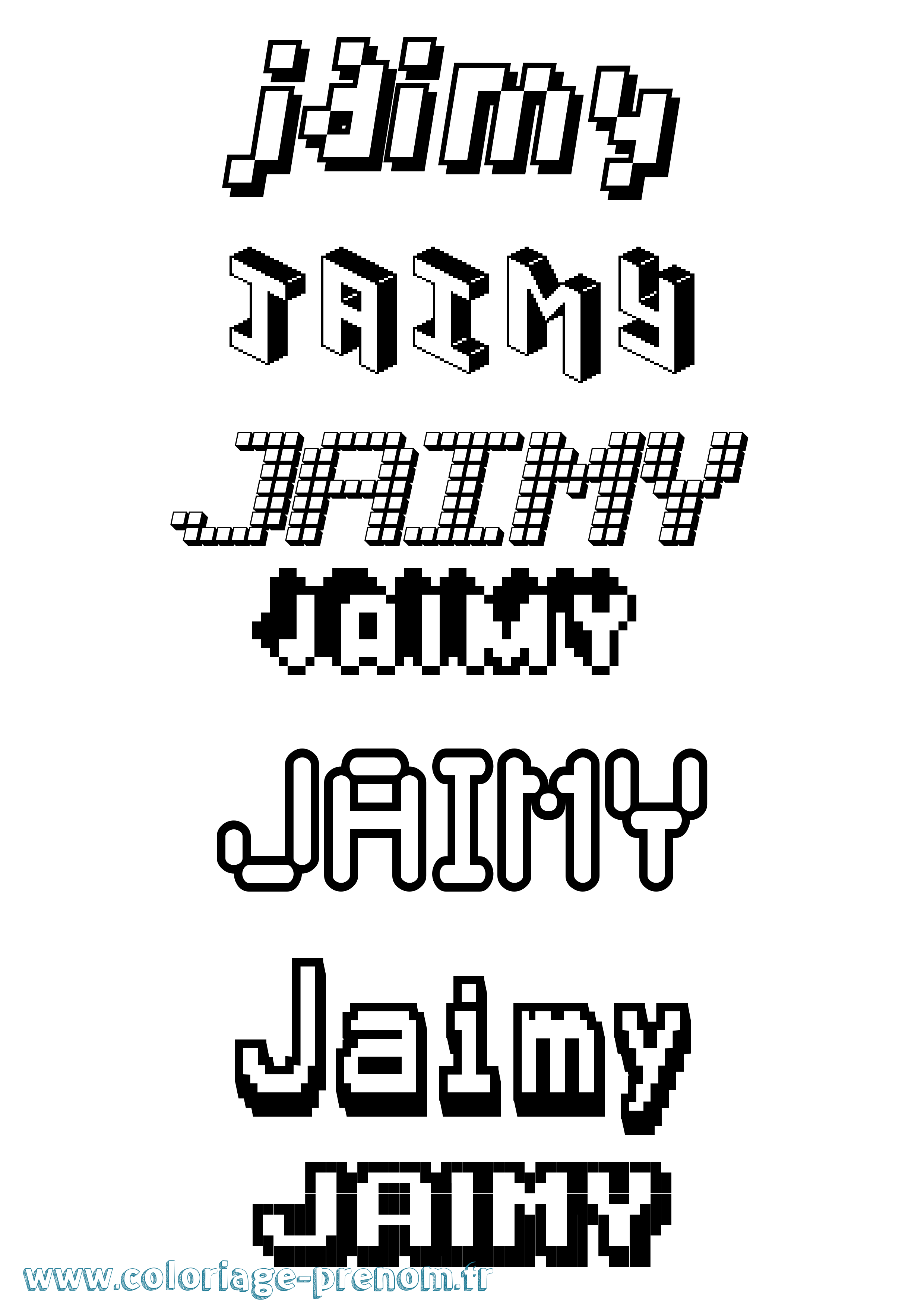 Coloriage prénom Jaimy Pixel