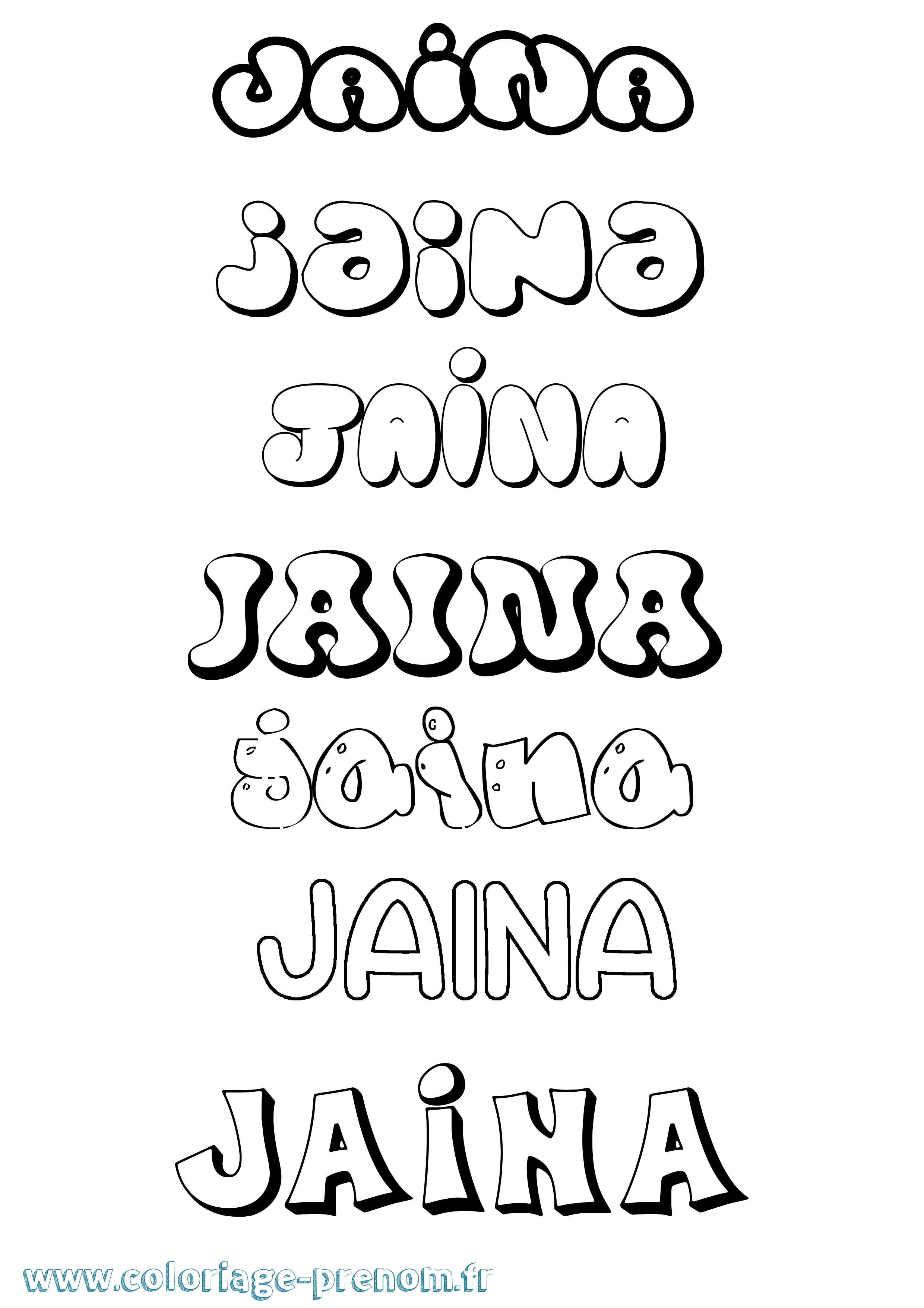 Coloriage prénom Jaina Bubble