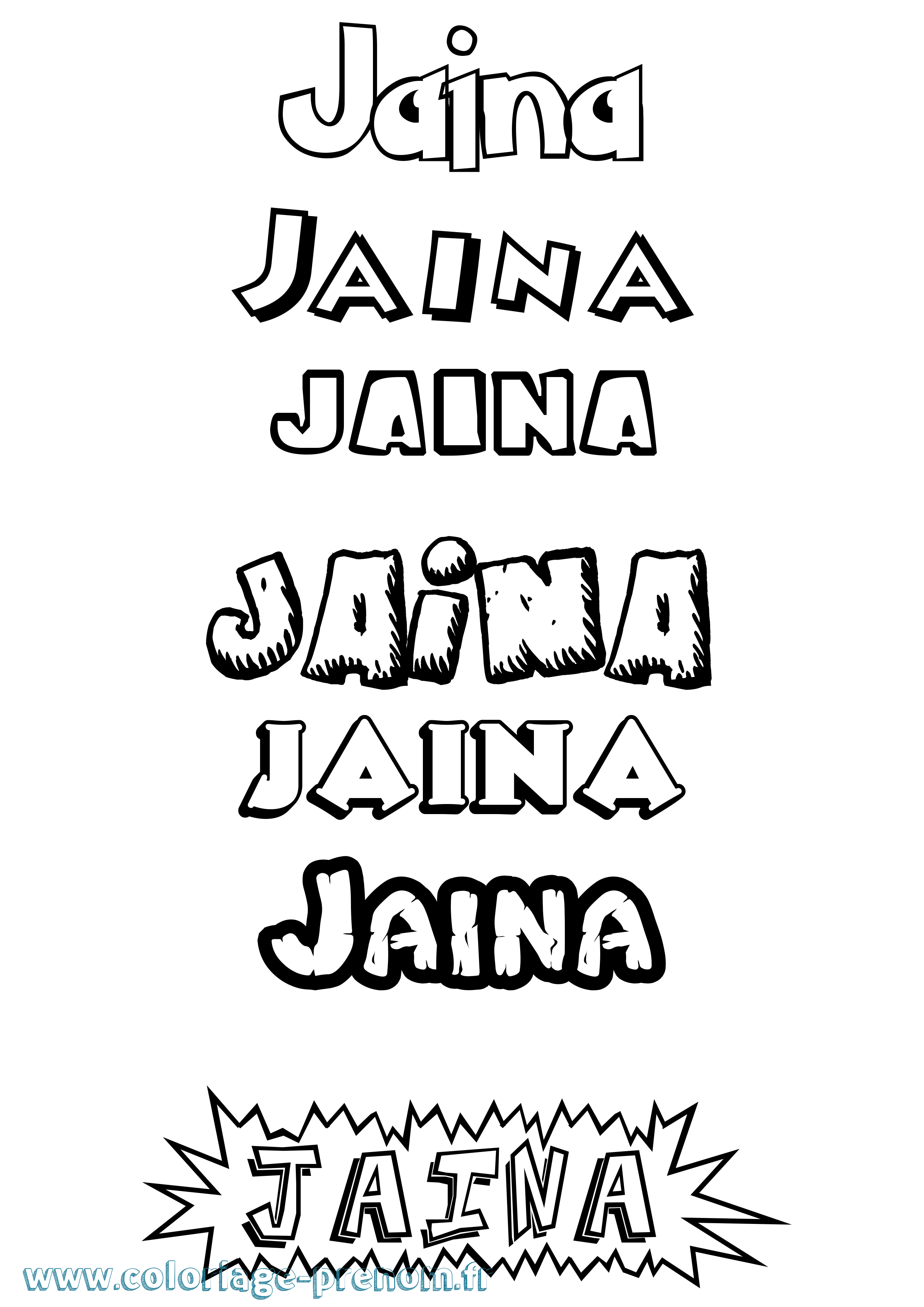 Coloriage prénom Jaina Dessin Animé