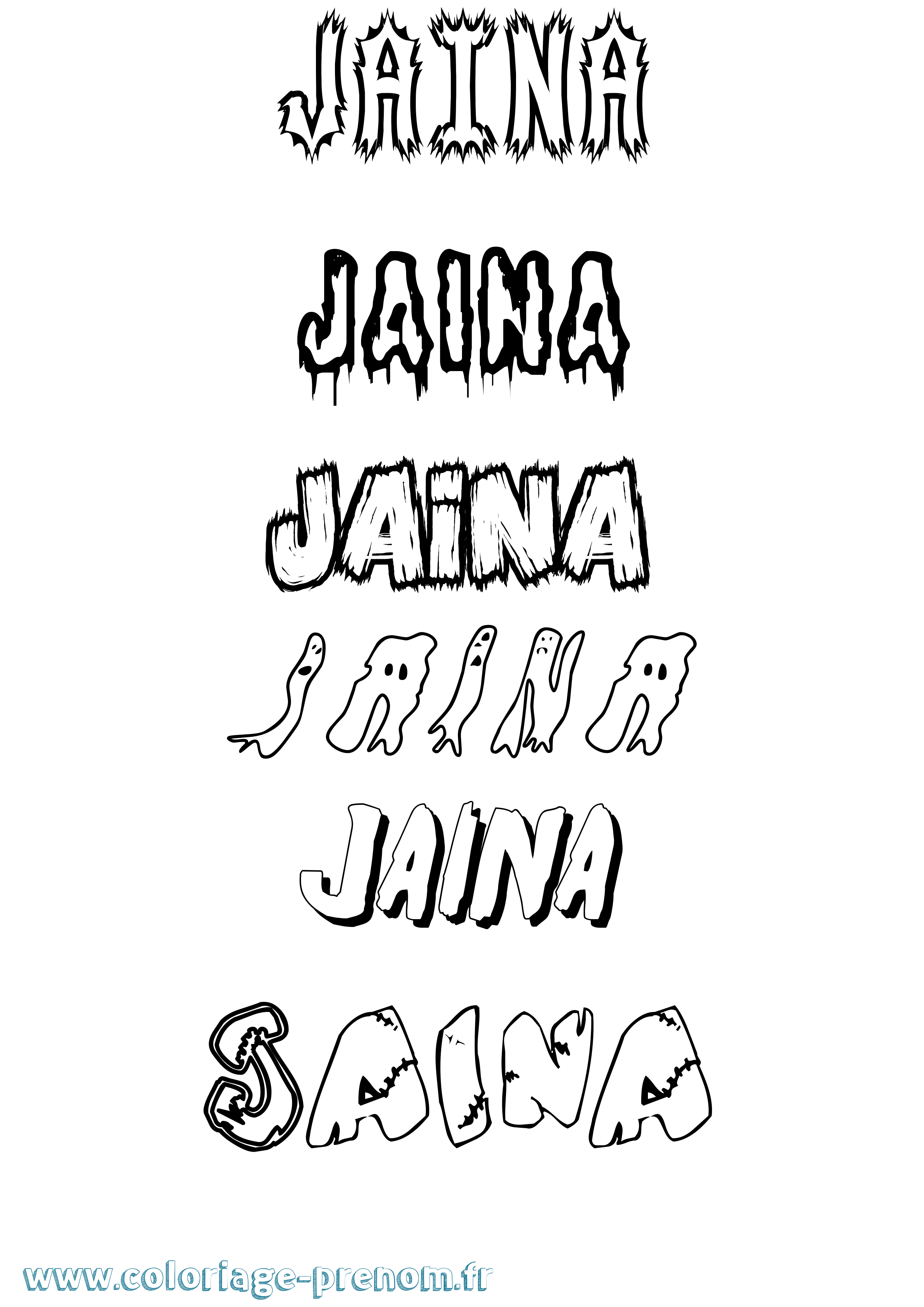 Coloriage prénom Jaina Frisson
