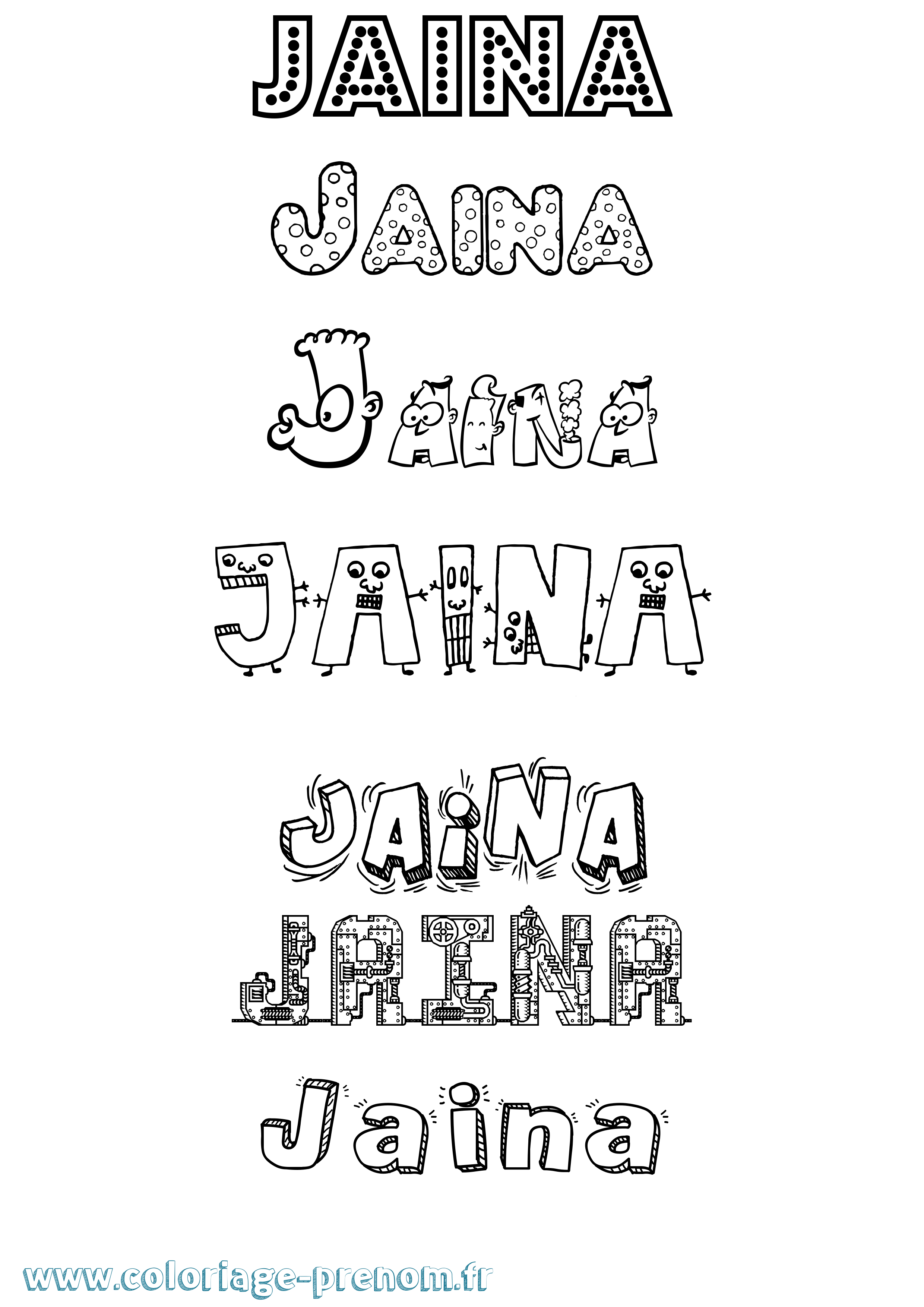 Coloriage prénom Jaina Fun