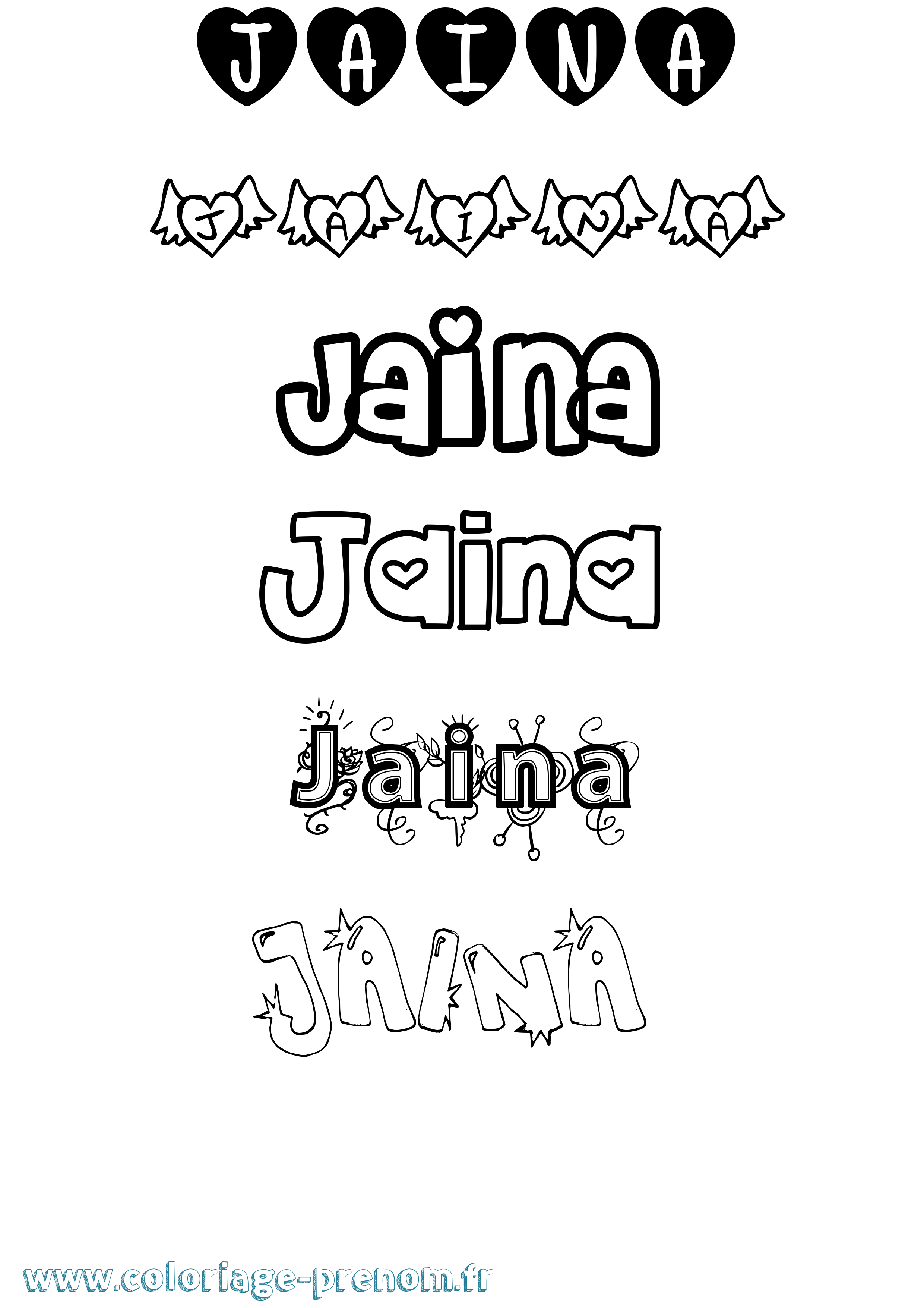 Coloriage prénom Jaina Girly