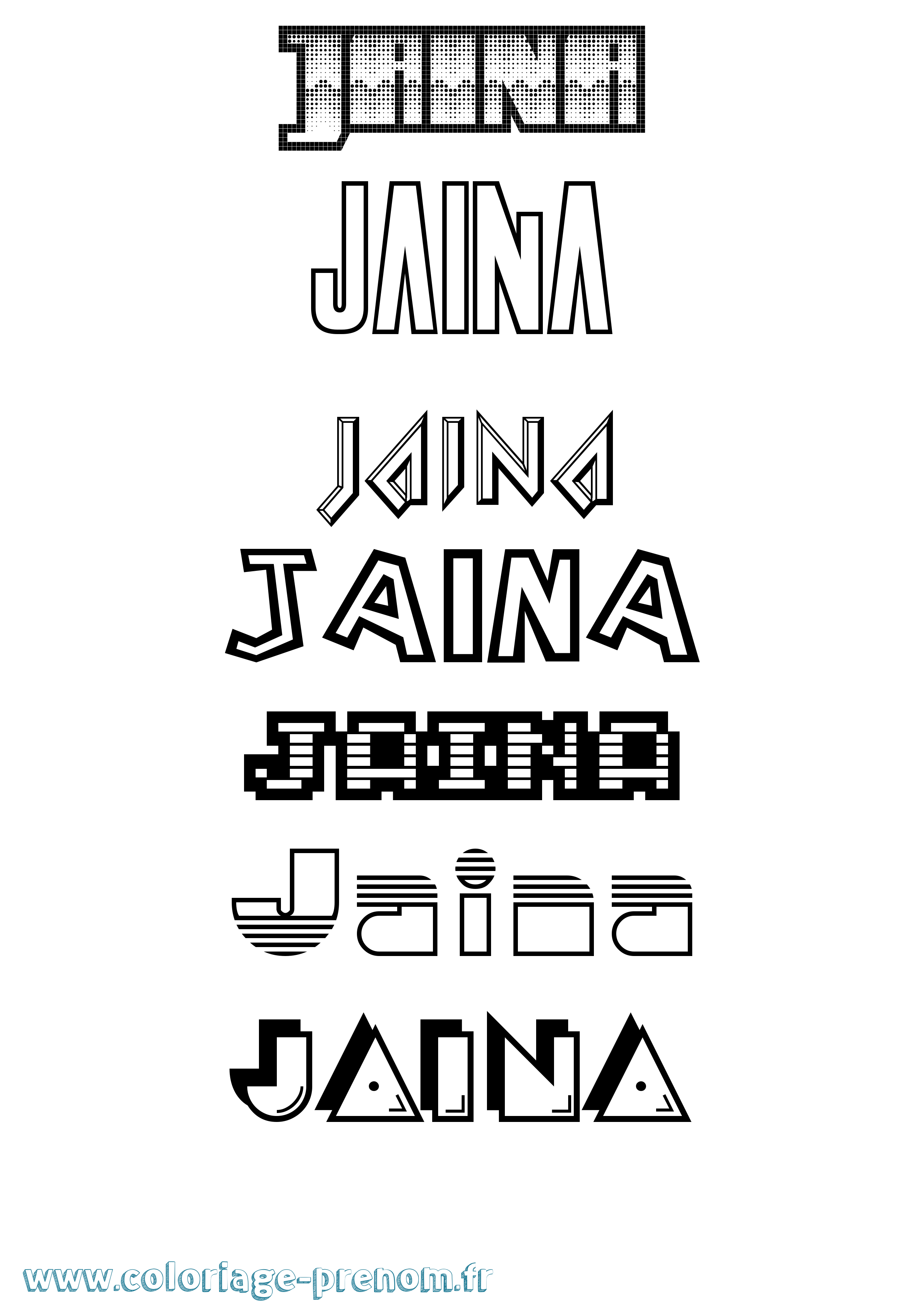 Coloriage prénom Jaina Jeux Vidéos